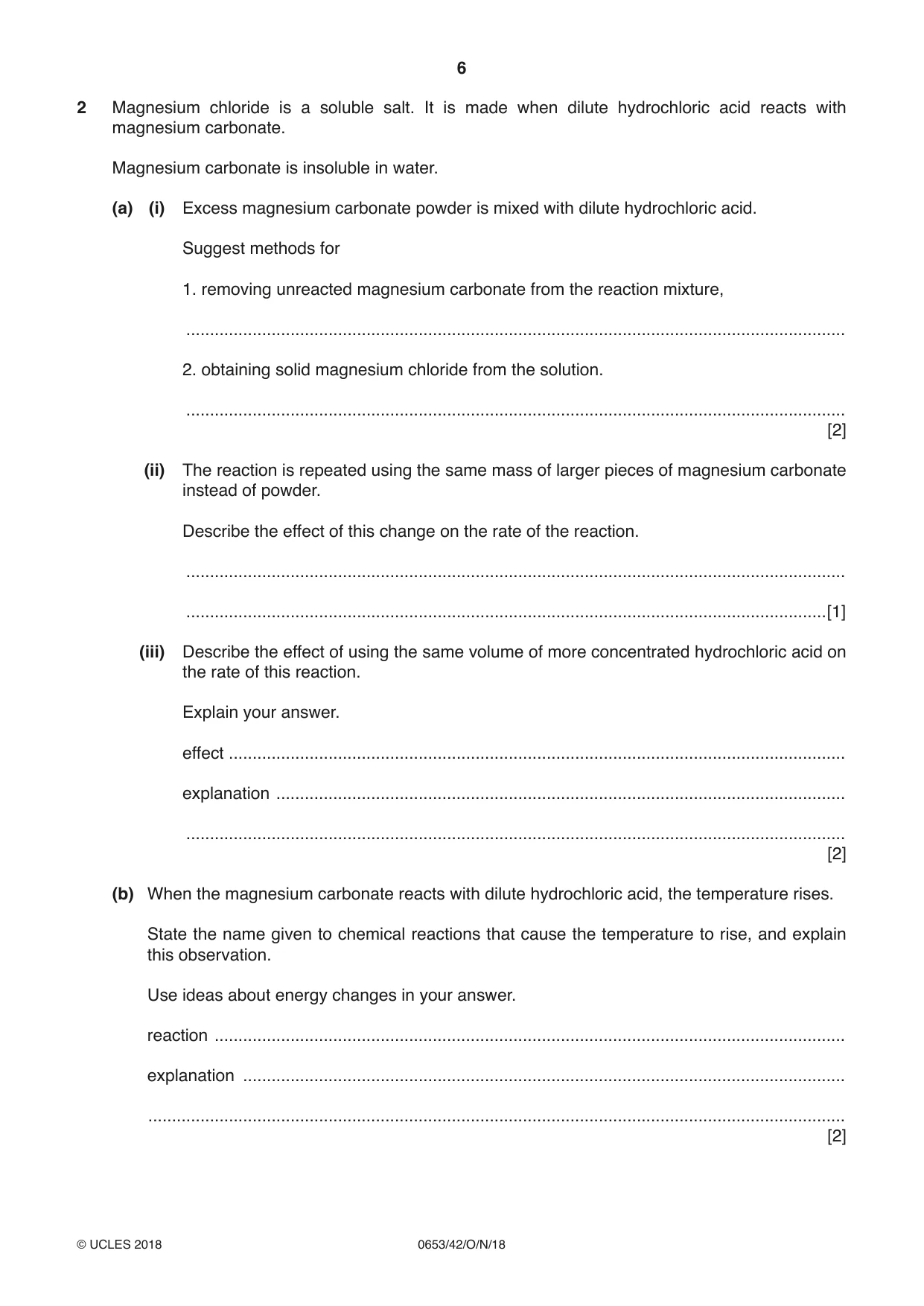 Cambridge IGCSE Science - Combined 0653 2018 Oct/Nov Paper 4 · Variant 2 question paper, page 6 of 24
