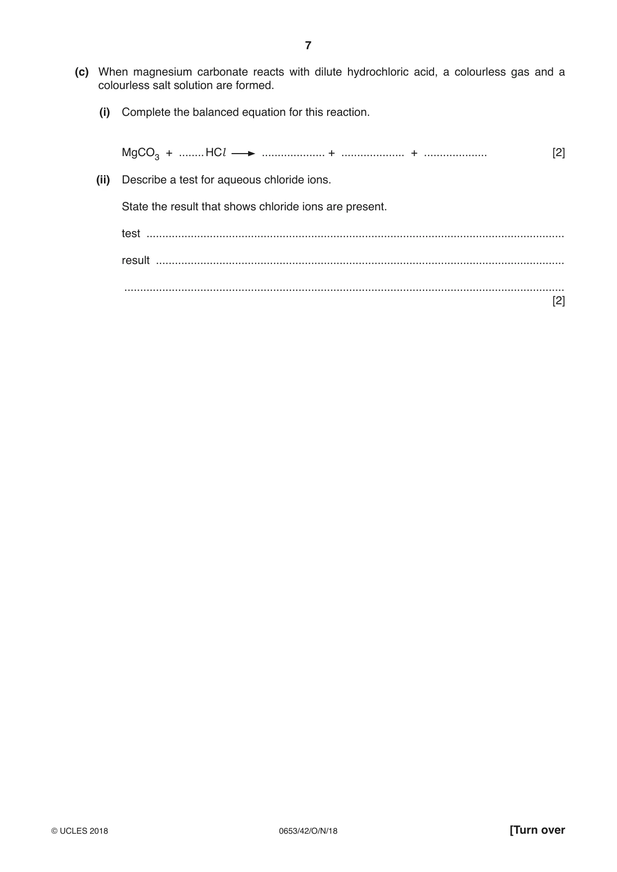 Cambridge IGCSE Science - Combined 0653 2018 Oct/Nov Paper 4 · Variant 2 question paper, page 7 of 24
