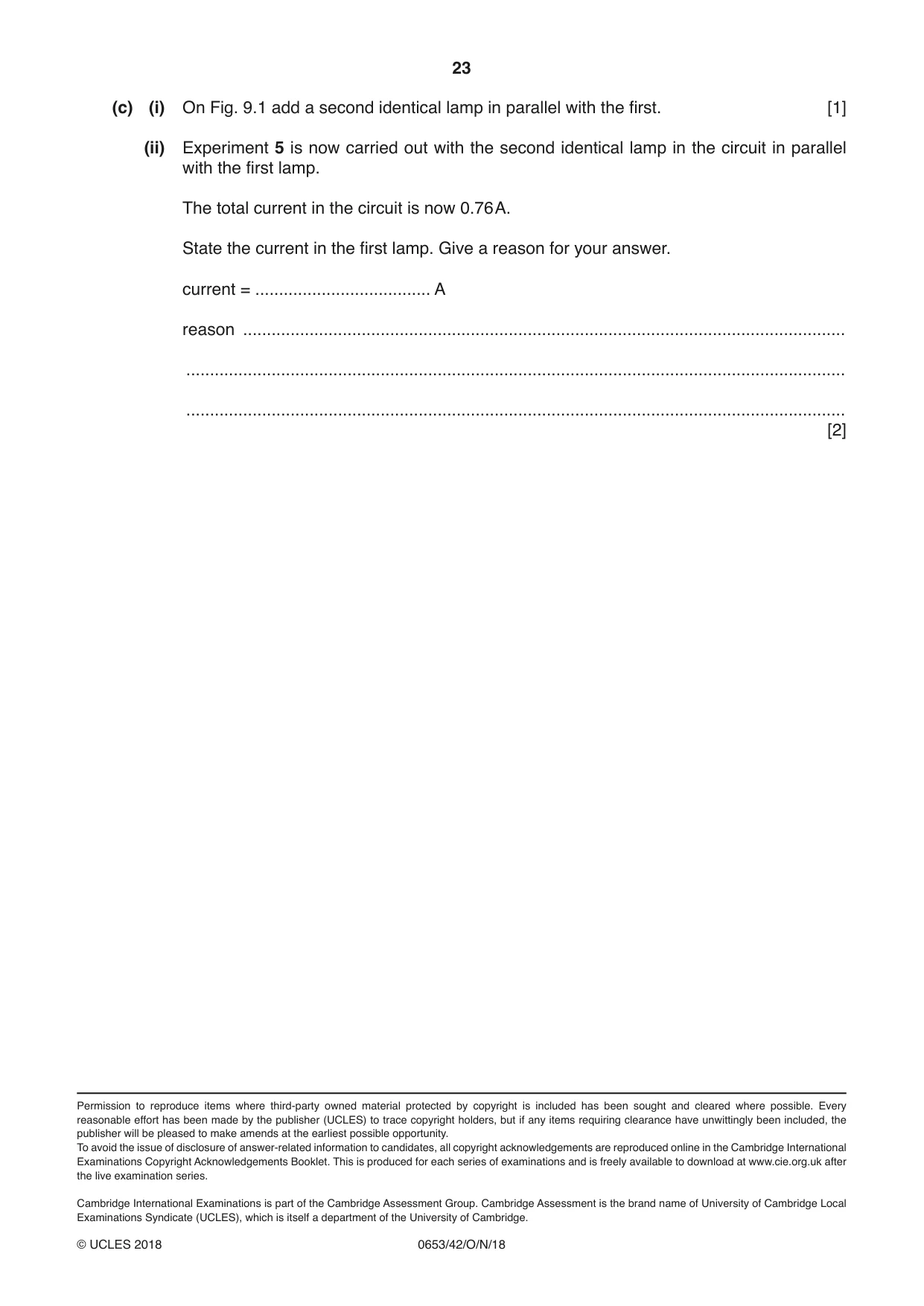 Cambridge IGCSE Science - Combined 0653 2018 Oct/Nov Paper 4 · Variant 2 question paper, page 23 of 24