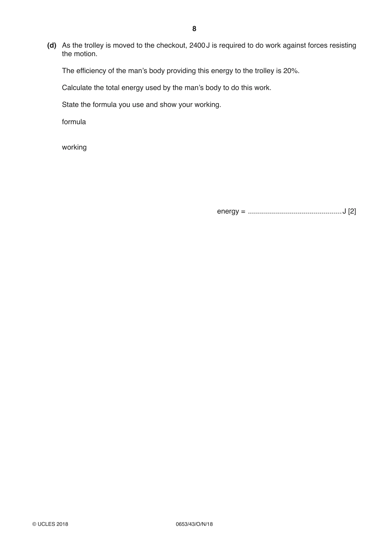 Cambridge IGCSE Science - Combined 0653 2018 Oct/Nov Paper 4 · Variant 3 question paper, page 8 of 24