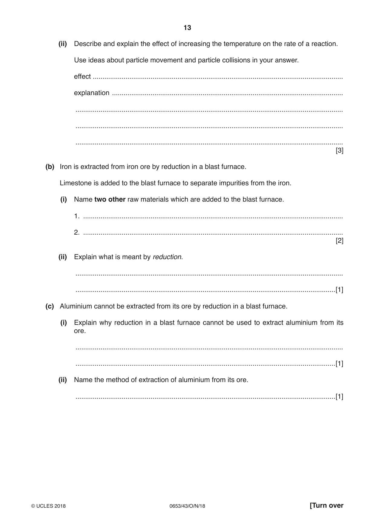 Cambridge IGCSE Science - Combined 0653 2018 Oct/Nov Paper 4 · Variant 3 question paper, page 13 of 24