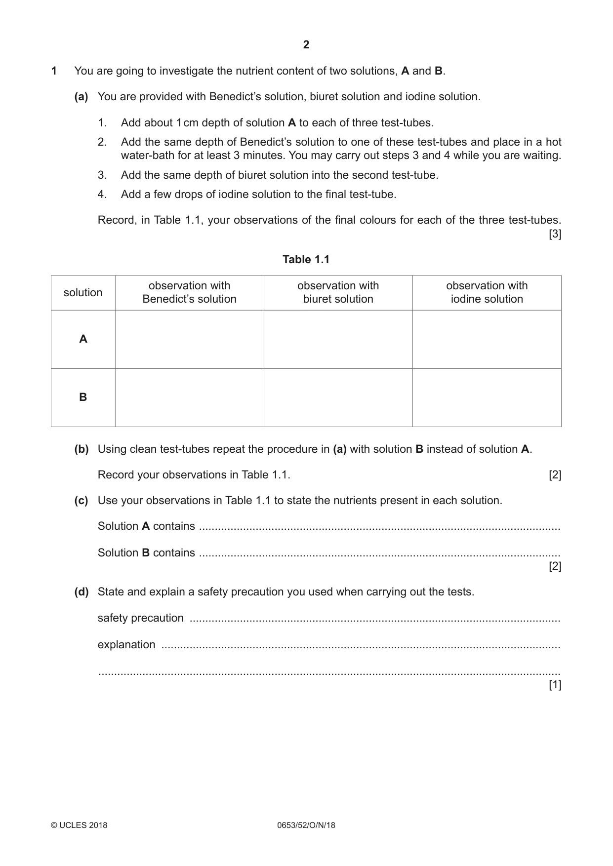 Cambridge IGCSE Science - Combined 0653 2018 Oct/Nov Paper 5 · Variant 2 question paper, page 2 of 8