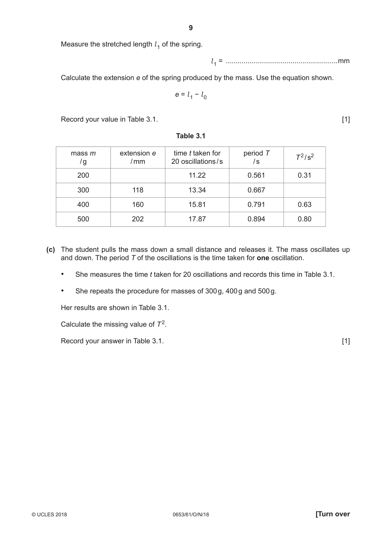 Cambridge IGCSE Science - Combined 0653 2018 Oct/Nov Paper 6 · Variant 1 question paper, page 9 of 20