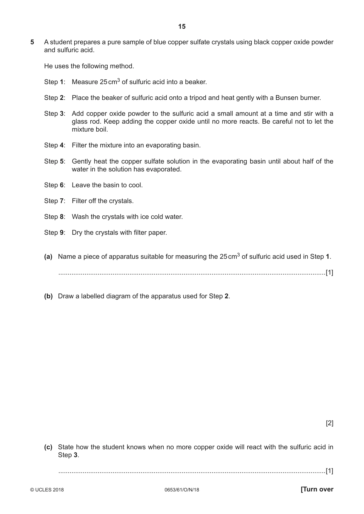 Cambridge IGCSE Science - Combined 0653 2018 Oct/Nov Paper 6 · Variant 1 question paper, page 15 of 20