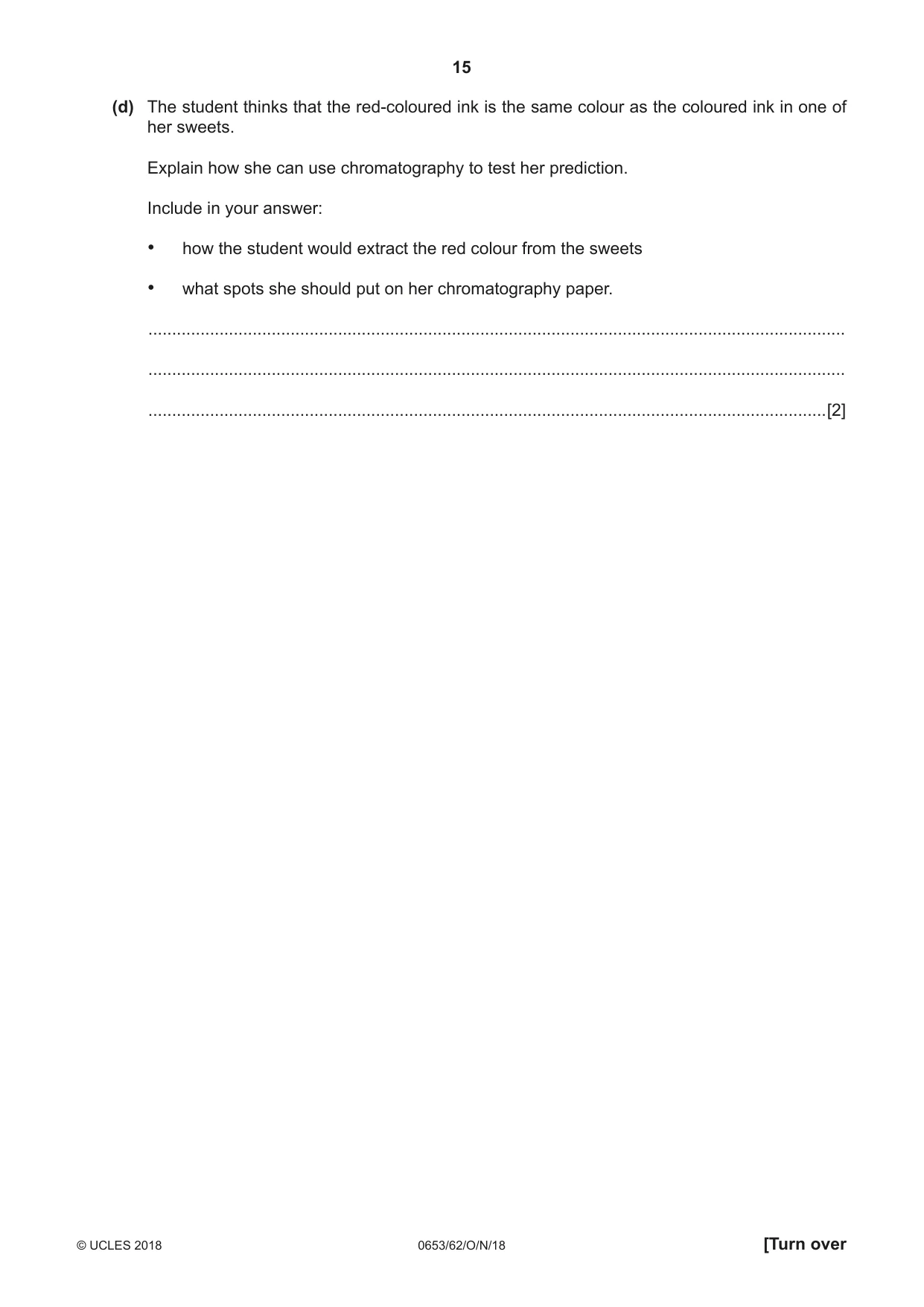 Cambridge IGCSE Science - Combined 0653 2018 Oct/Nov Paper 6 · Variant 2 question paper, page 15 of 20