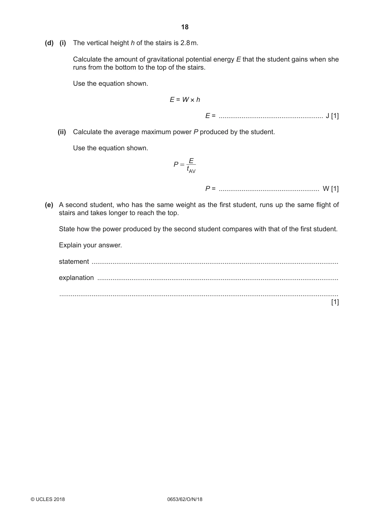 Cambridge IGCSE Science - Combined 0653 2018 Oct/Nov Paper 6 · Variant 2 question paper, page 18 of 20