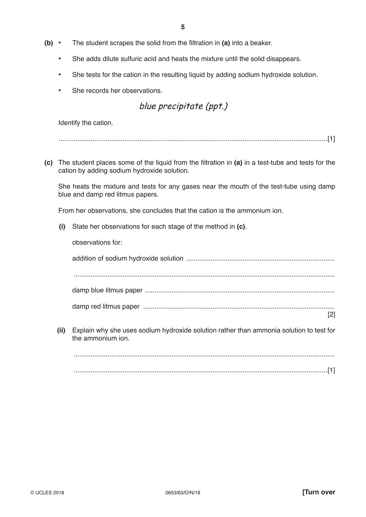 Cambridge IGCSE Science - Combined 0653 2018 Oct/Nov Paper 6 · Variant 3 question paper, page 5 of 20