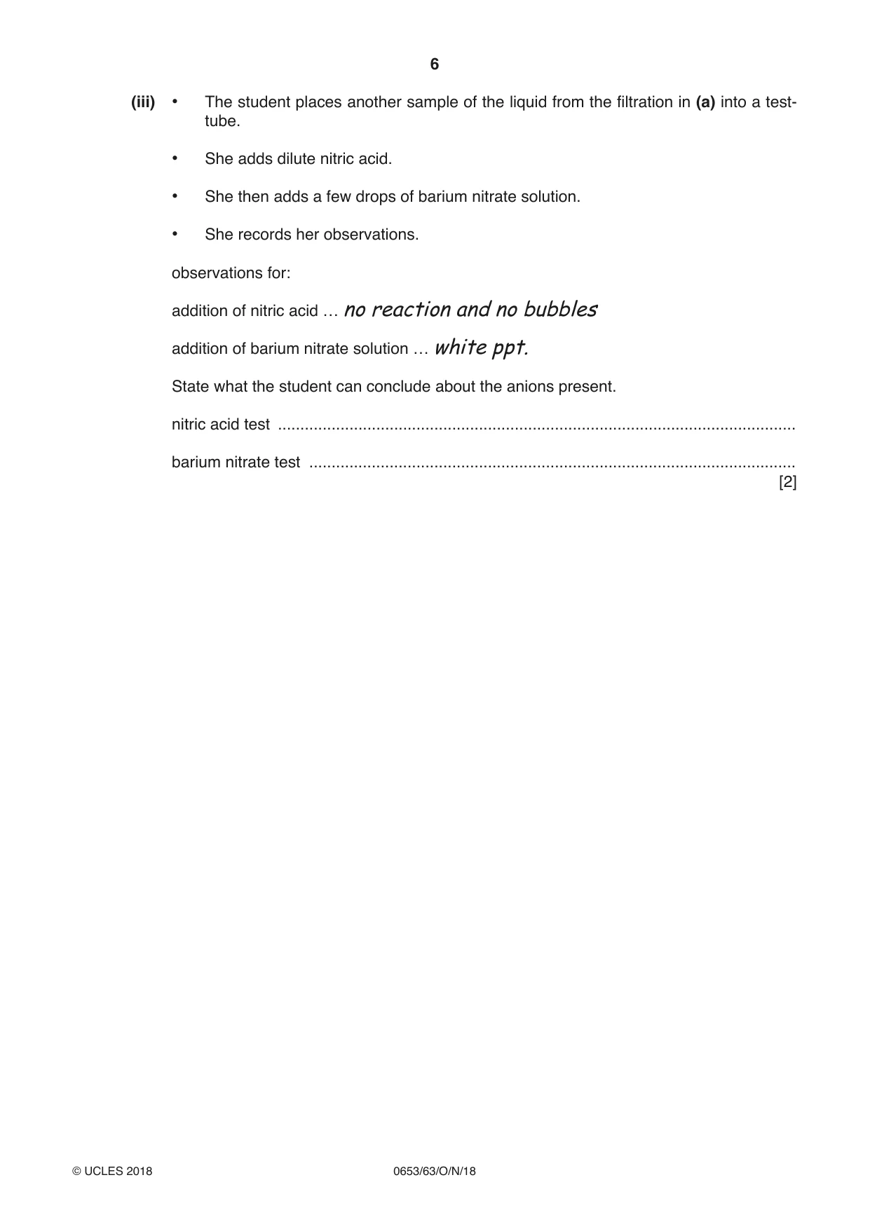Cambridge IGCSE Science - Combined 0653 2018 Oct/Nov Paper 6 · Variant 3 question paper, page 6 of 20