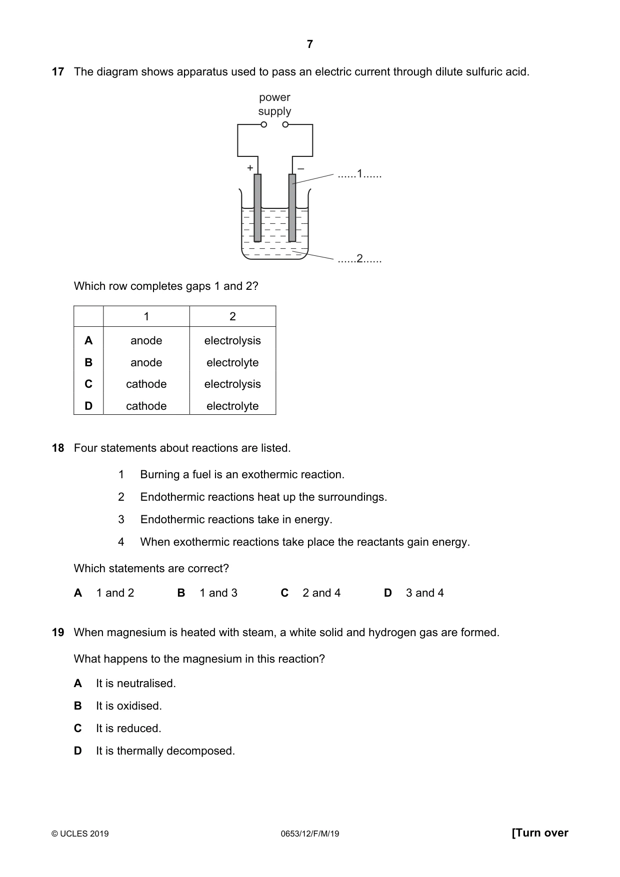 Cambridge IGCSE Science - Combined 0653 2019 Feb/March Paper 1 · Variant 2 question paper, page 7 of 16