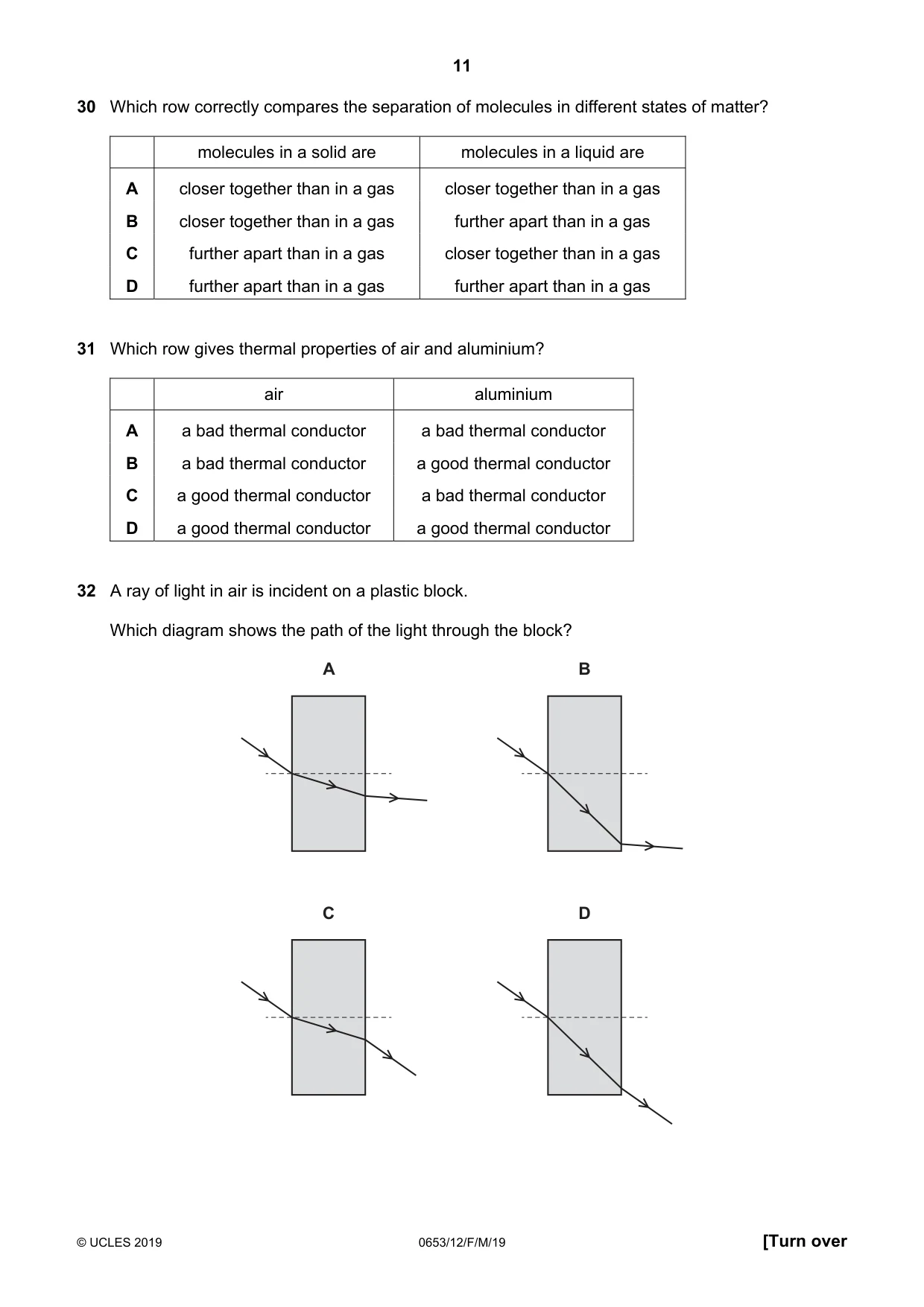 Cambridge IGCSE Science - Combined 0653 2019 Feb/March Paper 1 · Variant 2 question paper, page 11 of 16