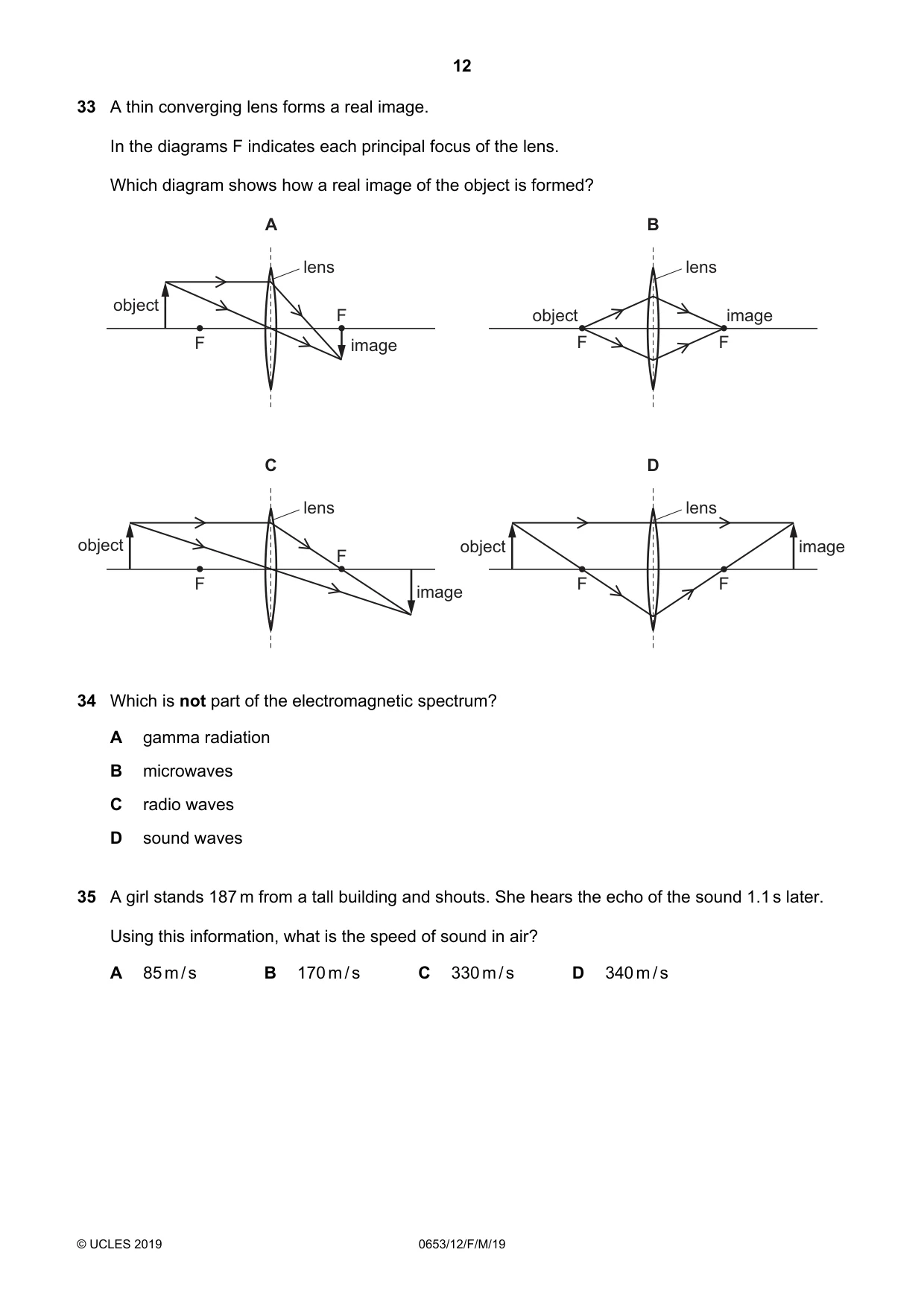 Cambridge IGCSE Science - Combined 0653 2019 Feb/March Paper 1 · Variant 2 question paper, page 12 of 16