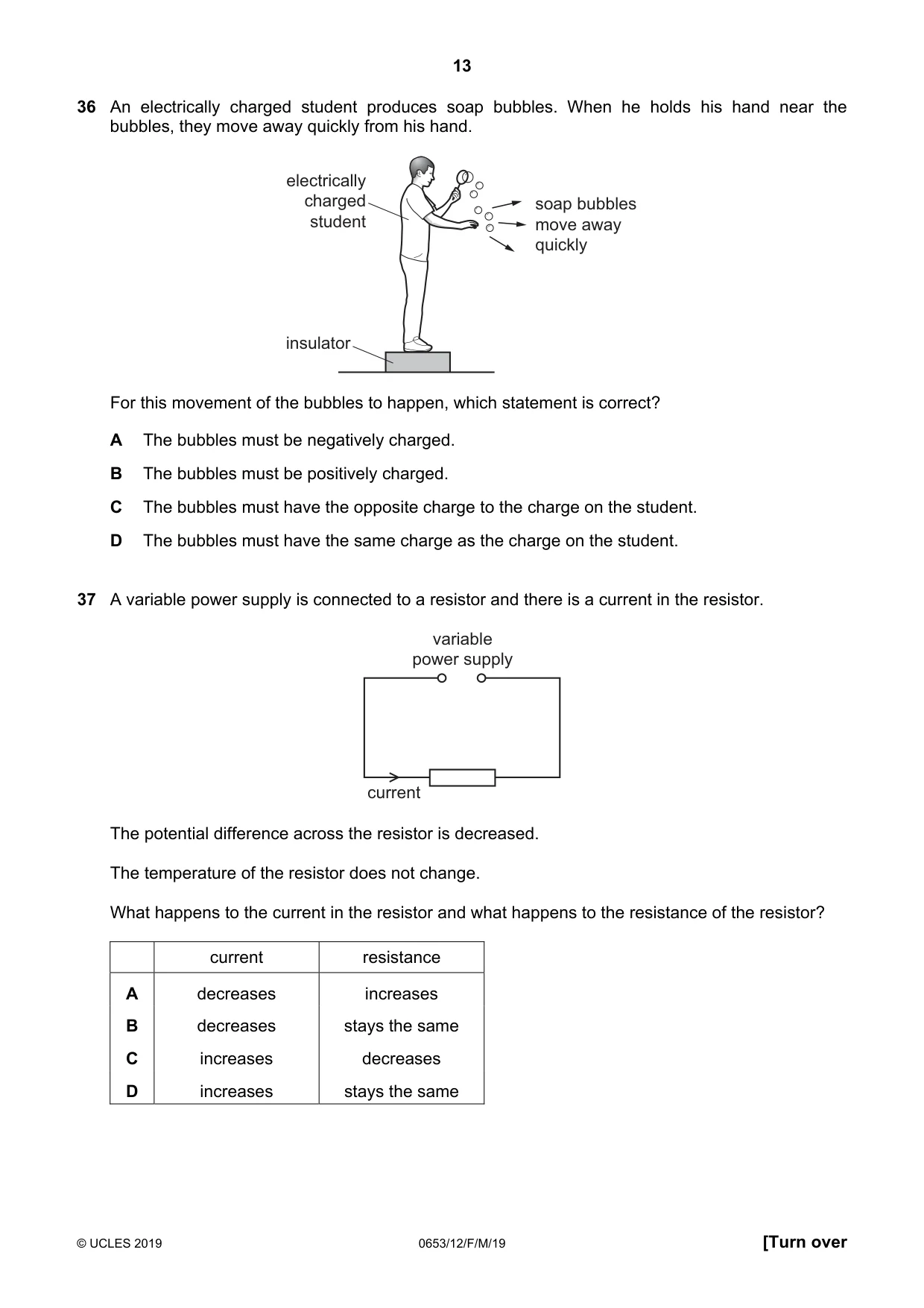 Cambridge IGCSE Science - Combined 0653 2019 Feb/March Paper 1 · Variant 2 question paper, page 13 of 16