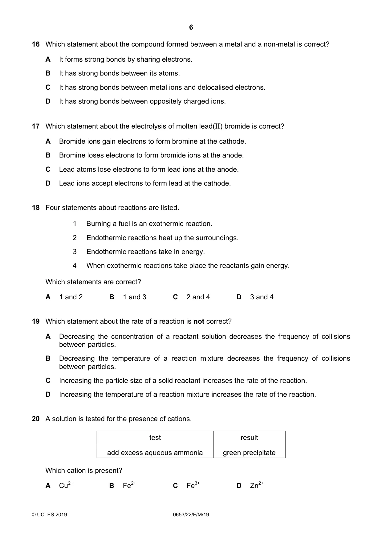 Cambridge IGCSE Science - Combined 0653 2019 Feb/March Paper 2 · Variant 2 question paper, page 6 of 16