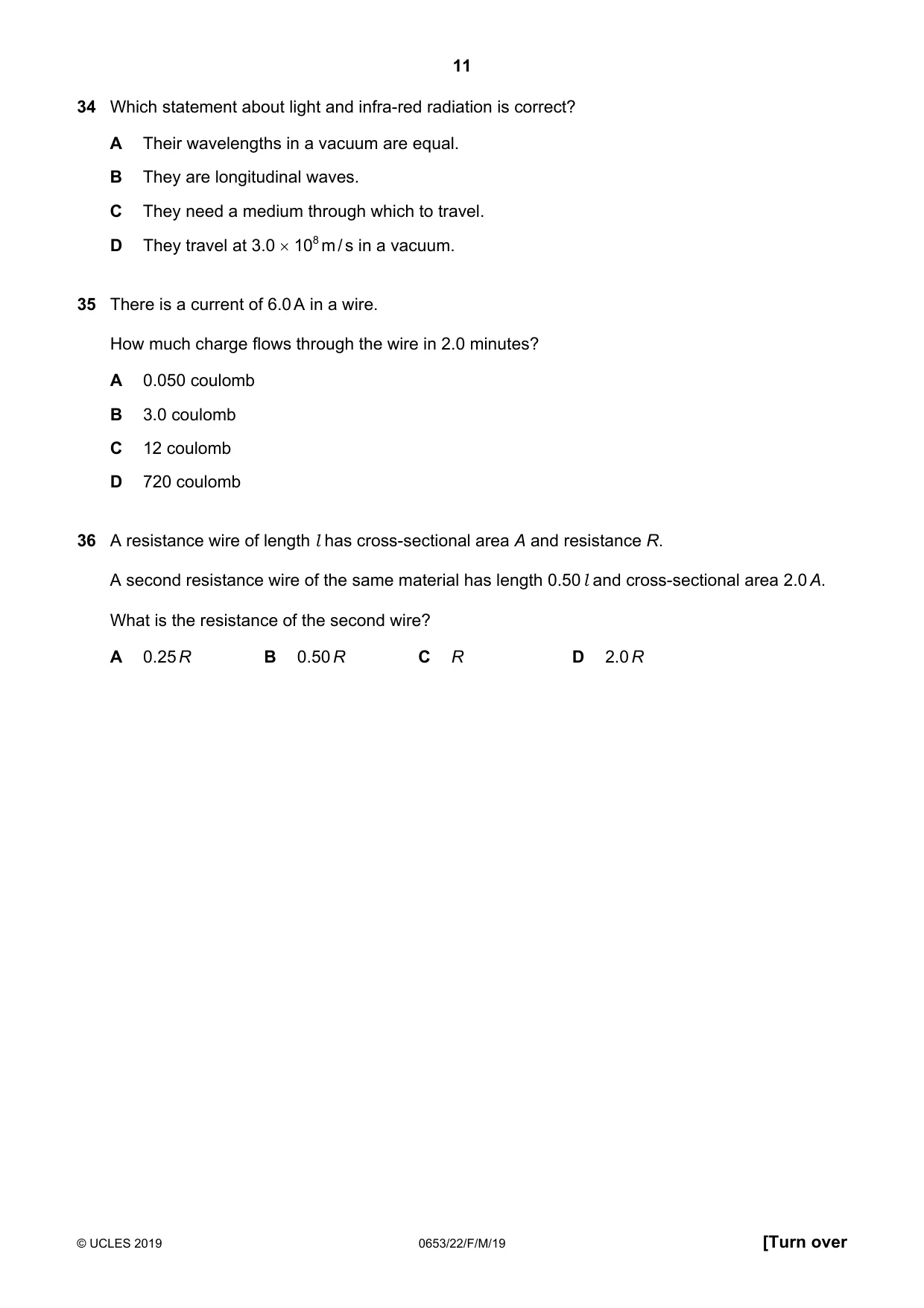 Cambridge IGCSE Science - Combined 0653 2019 Feb/March Paper 2 · Variant 2 question paper, page 11 of 16