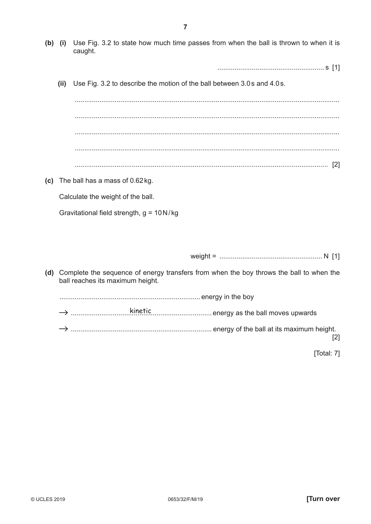 Cambridge IGCSE Science - Combined 0653 2019 Feb/March Paper 3 · Variant 2 question paper, page 7 of 20