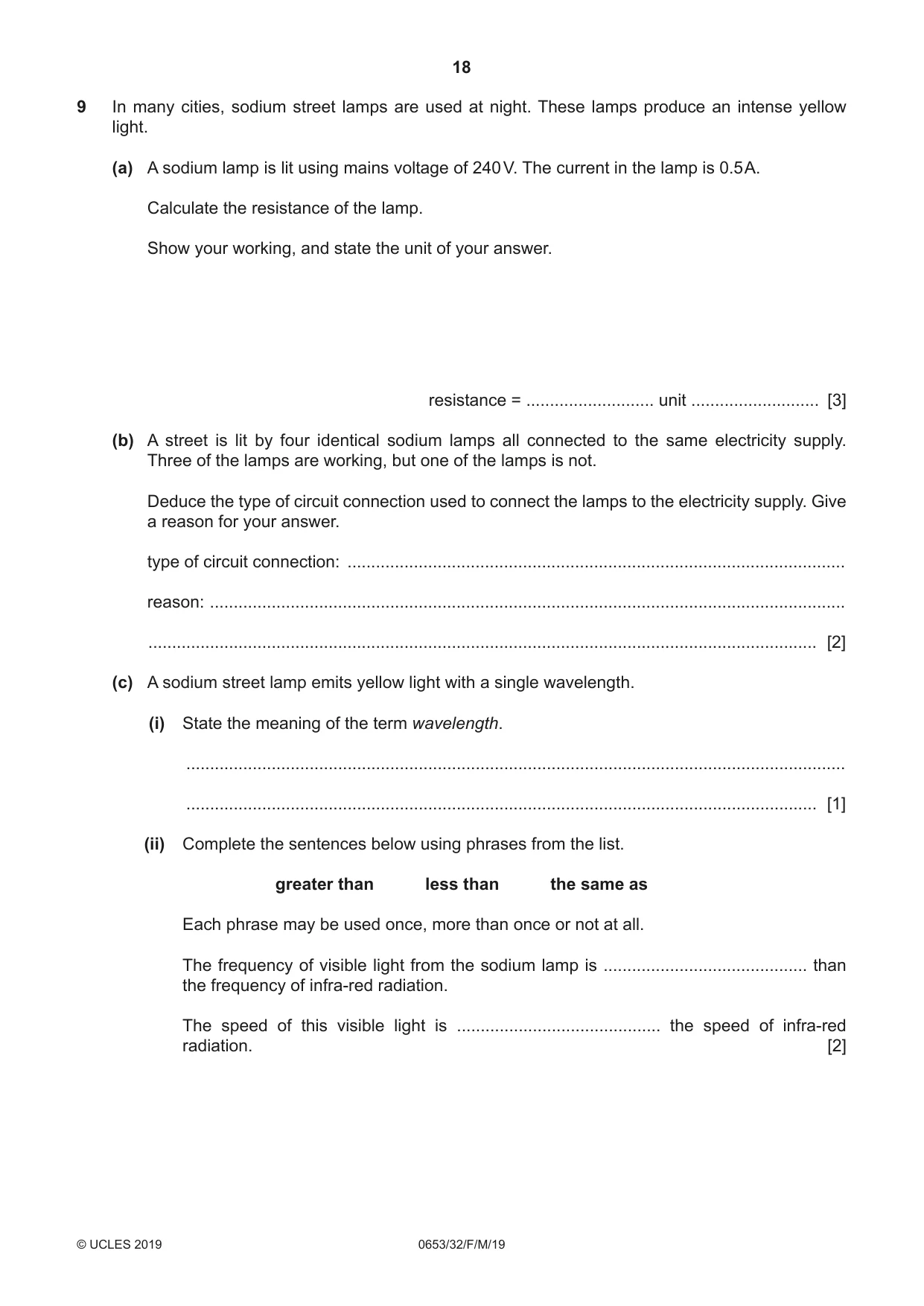 Cambridge IGCSE Science - Combined 0653 2019 Feb/March Paper 3 · Variant 2 question paper, page 18 of 20