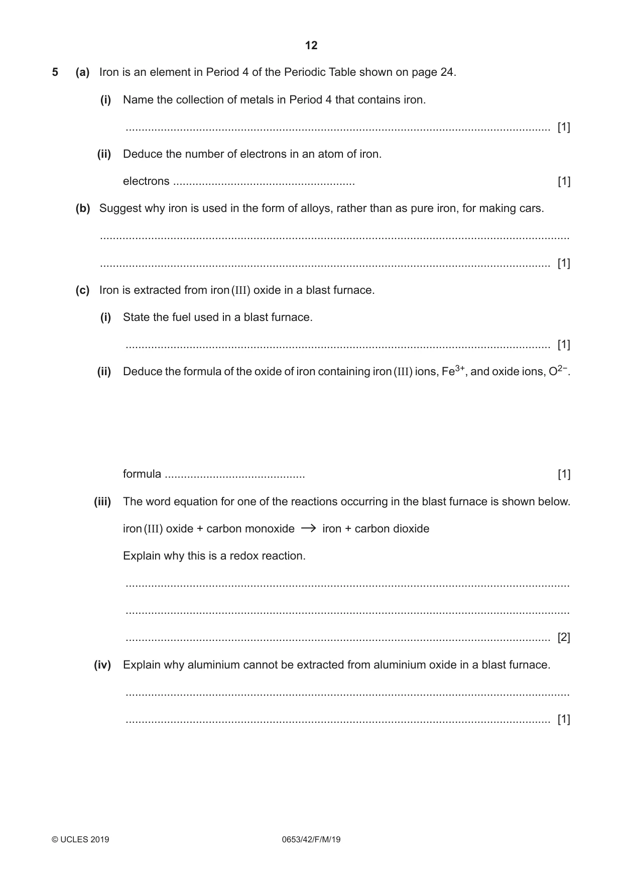 Cambridge IGCSE Science - Combined 0653 2019 Feb/March Paper 4 · Variant 2 question paper, page 12 of 24