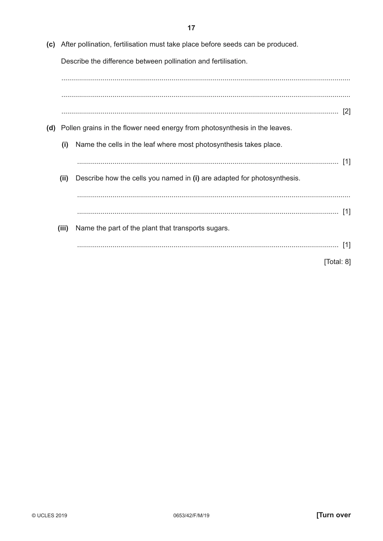 Cambridge IGCSE Science - Combined 0653 2019 Feb/March Paper 4 · Variant 2 question paper, page 17 of 24