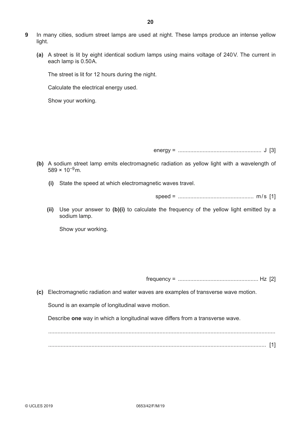 Cambridge IGCSE Science - Combined 0653 2019 Feb/March Paper 4 · Variant 2 question paper, page 20 of 24