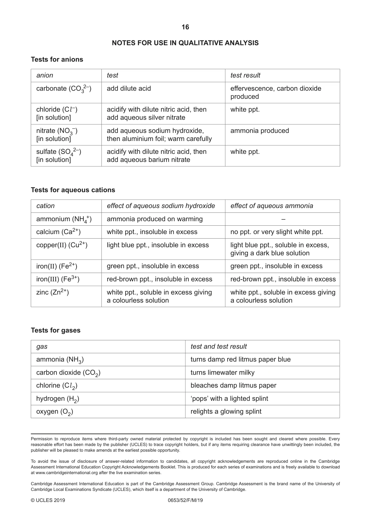 Cambridge IGCSE Science - Combined 0653 2019 Feb/March Paper 5 · Variant 2 question paper, page 16 of 16