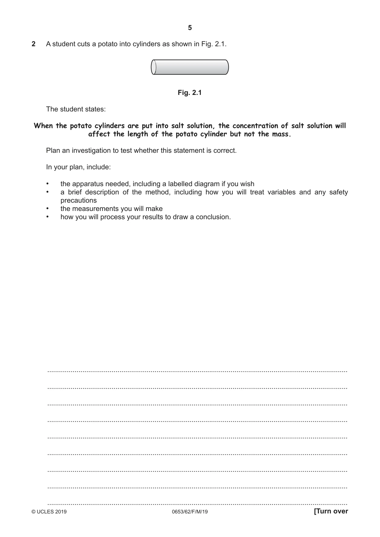 Cambridge IGCSE Science - Combined 0653 2019 Feb/March Paper 6 · Variant 2 question paper, page 5 of 16