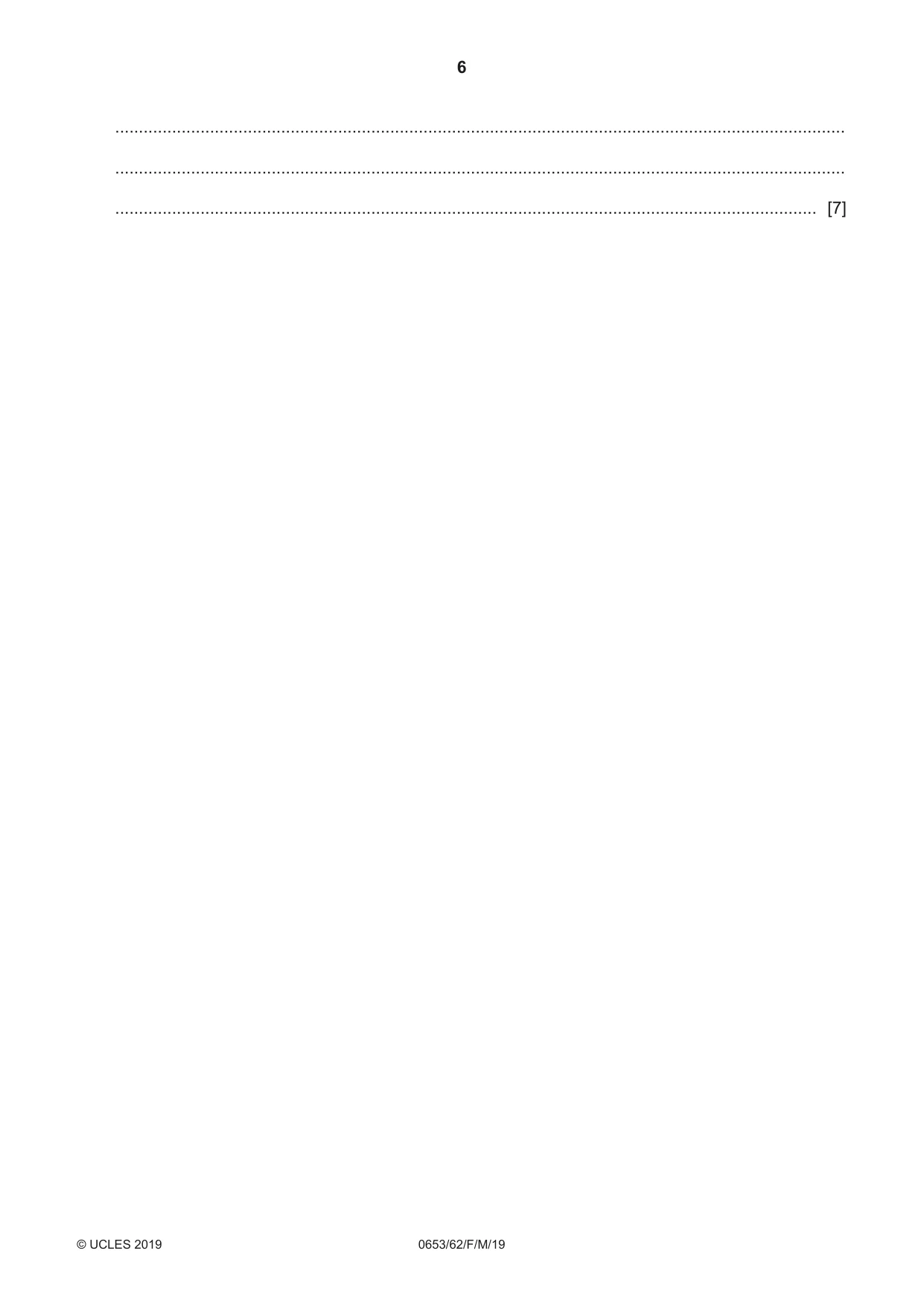 Cambridge IGCSE Science - Combined 0653 2019 Feb/March Paper 6 · Variant 2 question paper, page 6 of 16