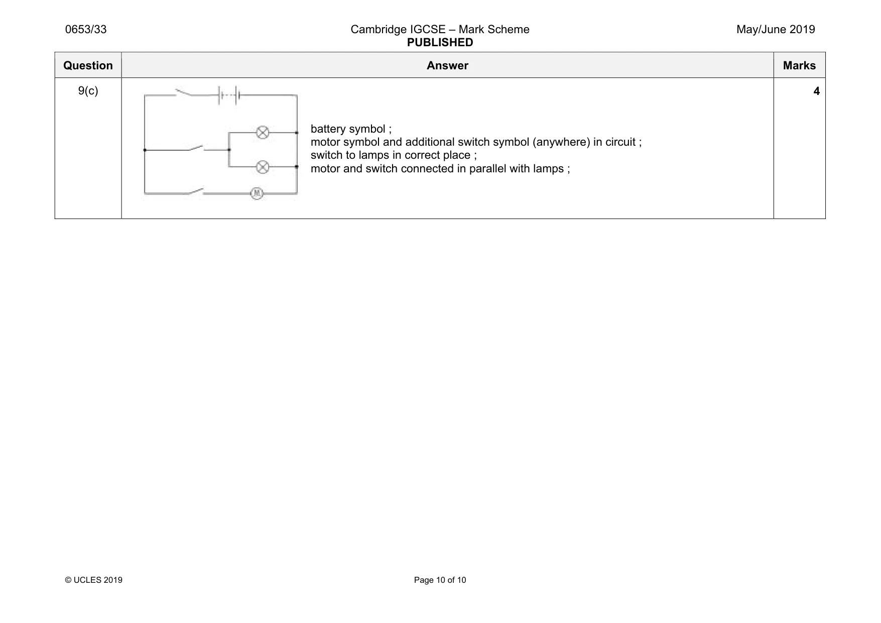 Mark scheme, page 10 of 10