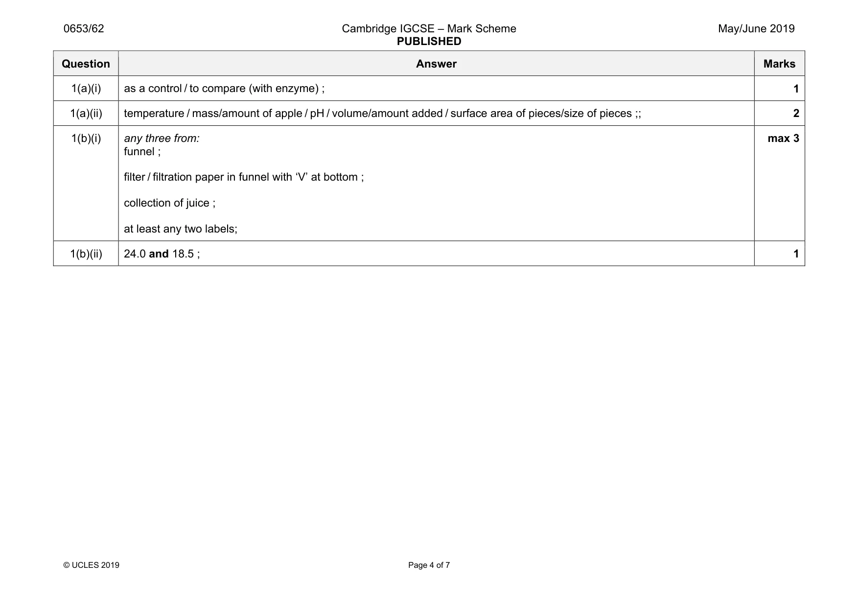 Mark scheme, page 4 of 7
