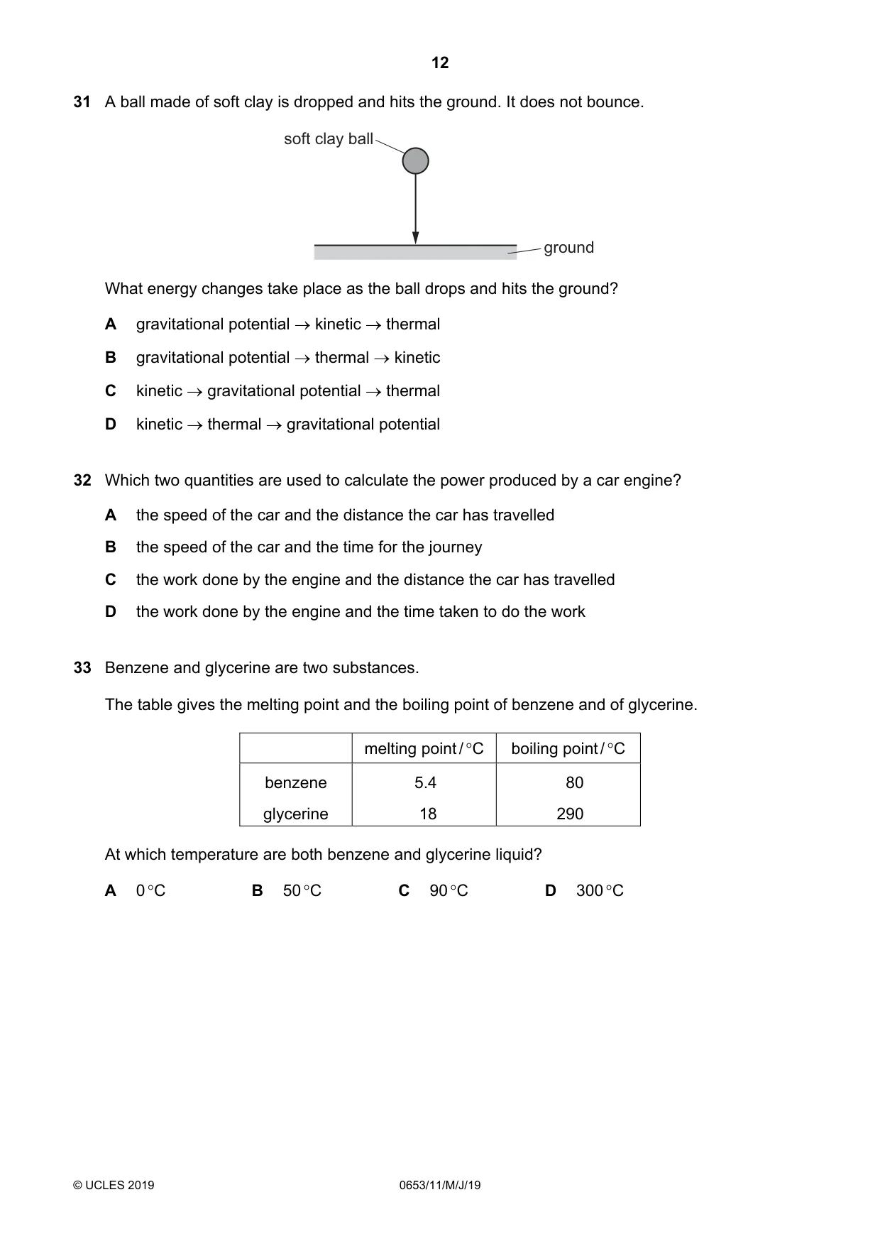 Cambridge IGCSE Science - Combined 0653 2019 May/June Paper 1 · Variant 1 question paper, page 12 of 16