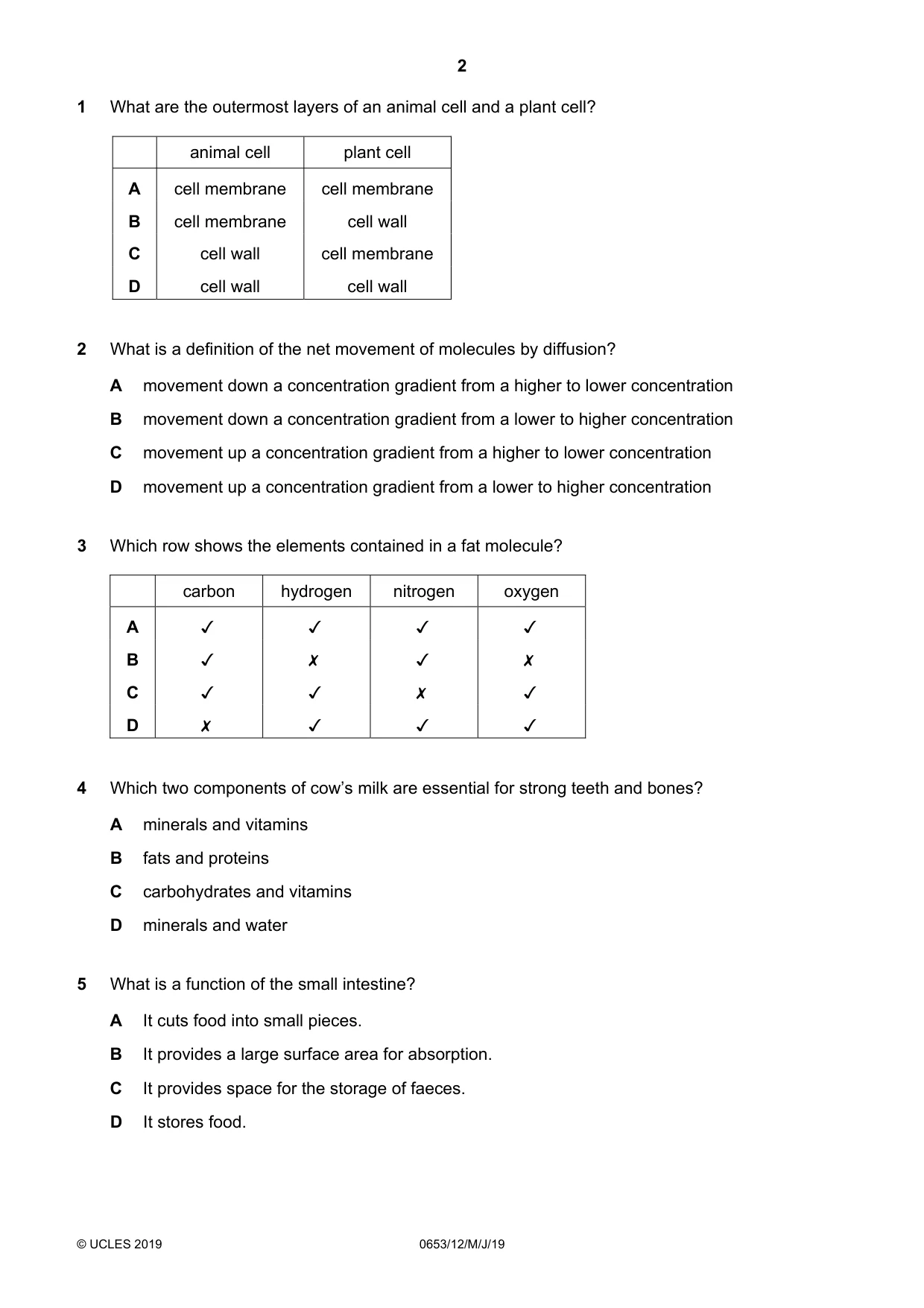 Cambridge IGCSE Science - Combined 0653 2019 May/June Paper 1 · Variant 2 question paper, page 2 of 16