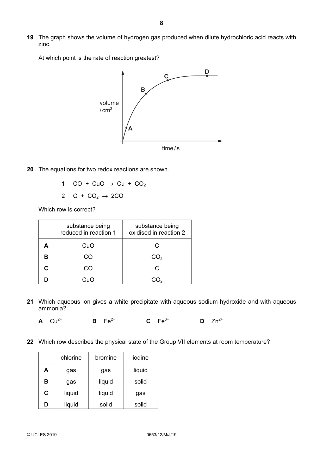 Cambridge IGCSE Science - Combined 0653 2019 May/June Paper 1 · Variant 2 question paper, page 8 of 16