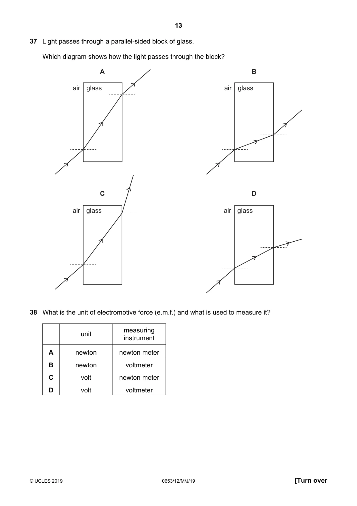 Cambridge IGCSE Science - Combined 0653 2019 May/June Paper 1 · Variant 2 question paper, page 13 of 16