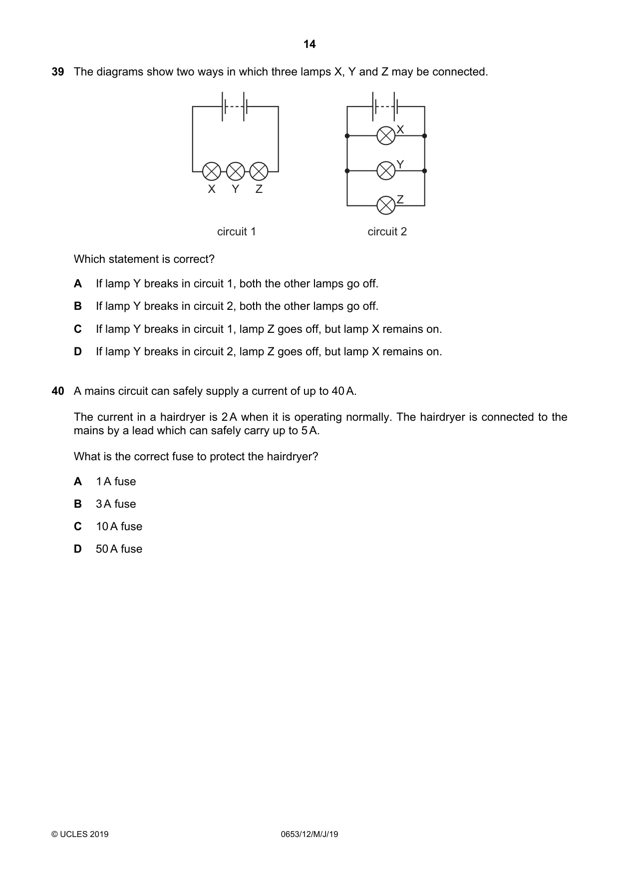Cambridge IGCSE Science - Combined 0653 2019 May/June Paper 1 · Variant 2 question paper, page 14 of 16