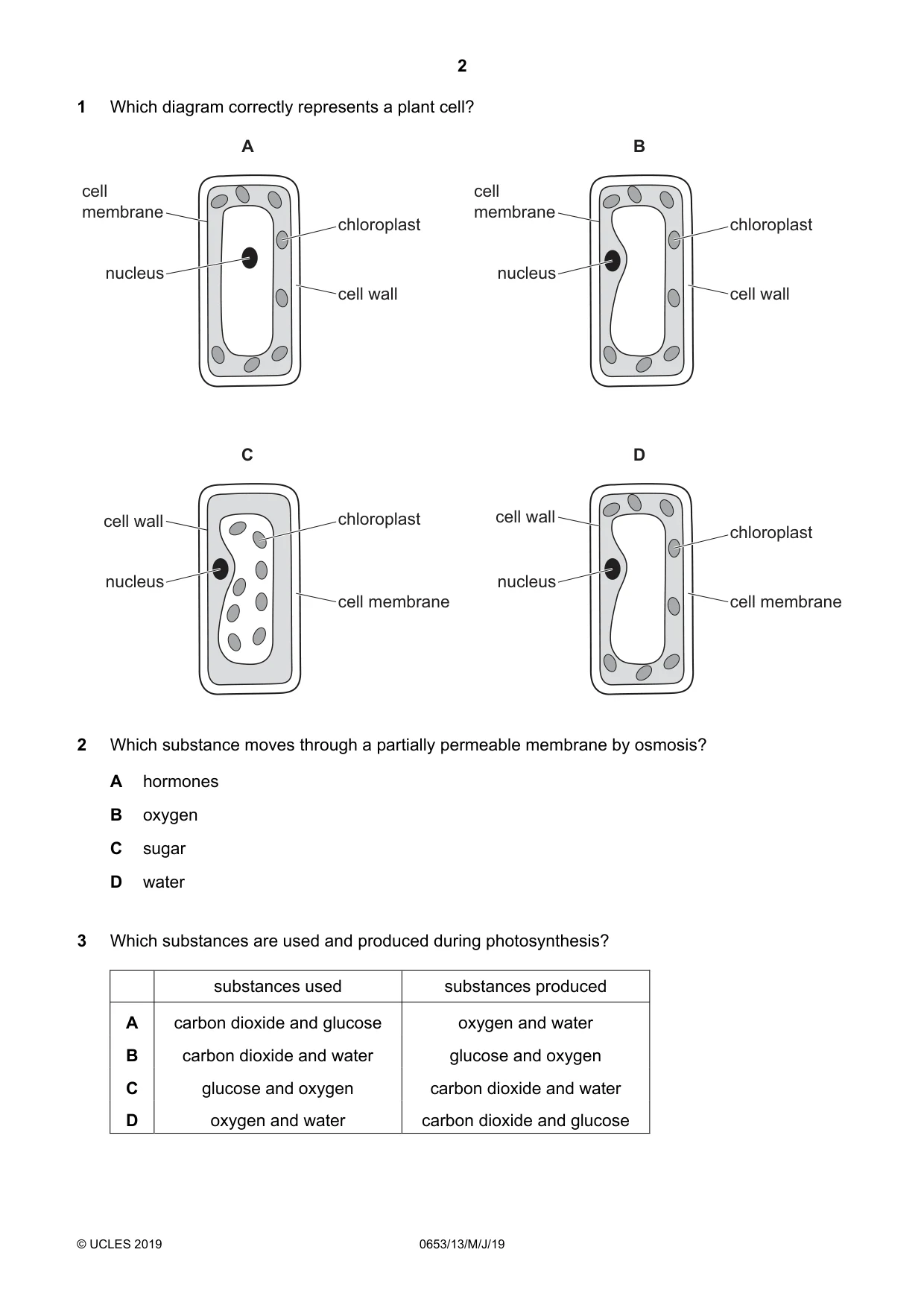 Cambridge IGCSE Science - Combined 0653 2019 May/June Paper 1 · Variant 3 question paper, page 2 of 16
