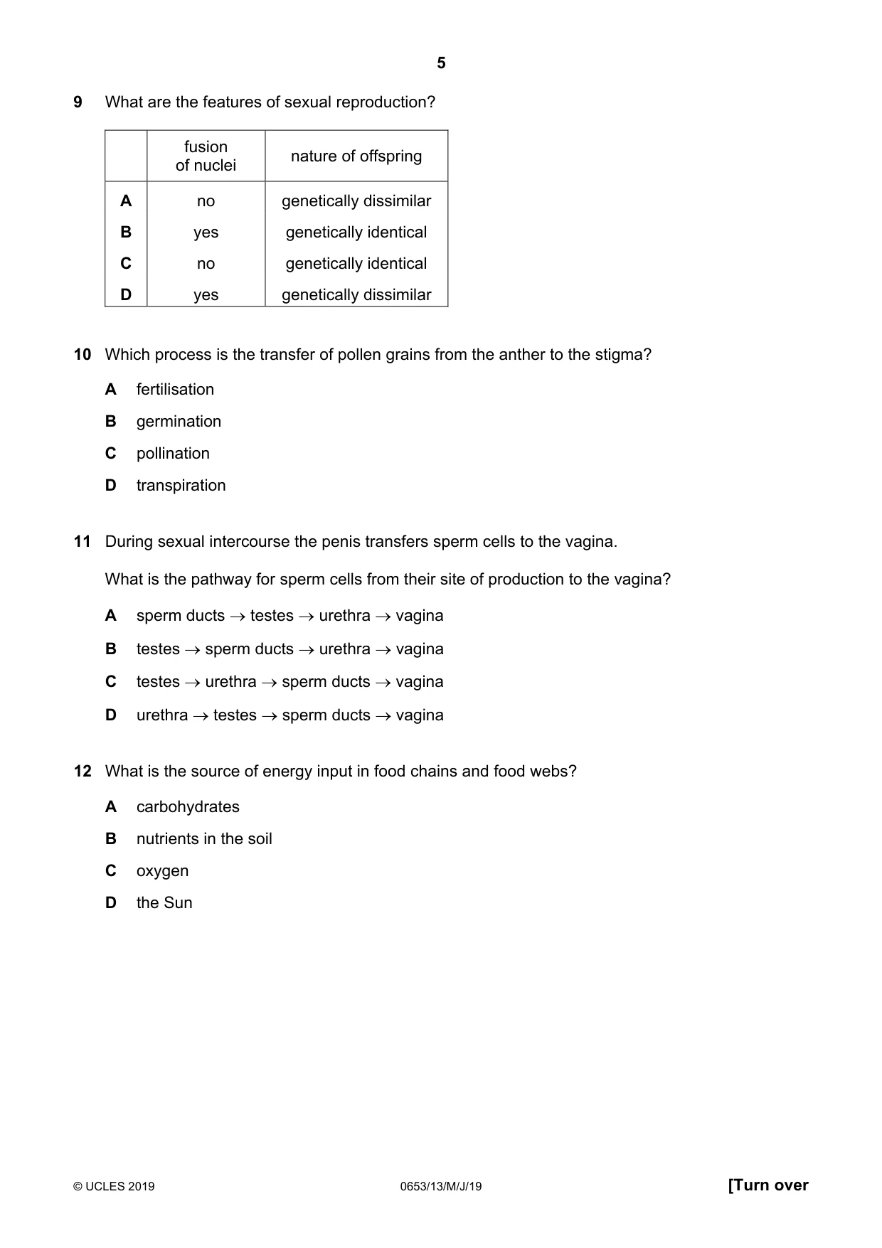 Cambridge IGCSE Science - Combined 0653 2019 May/June Paper 1 · Variant 3 question paper, page 5 of 16