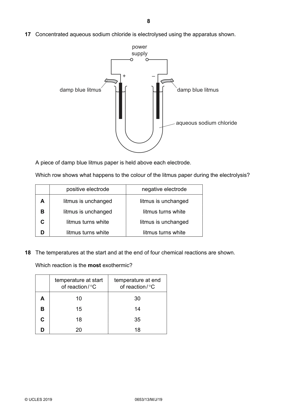 Cambridge IGCSE Science - Combined 0653 2019 May/June Paper 1 · Variant 3 question paper, page 8 of 16