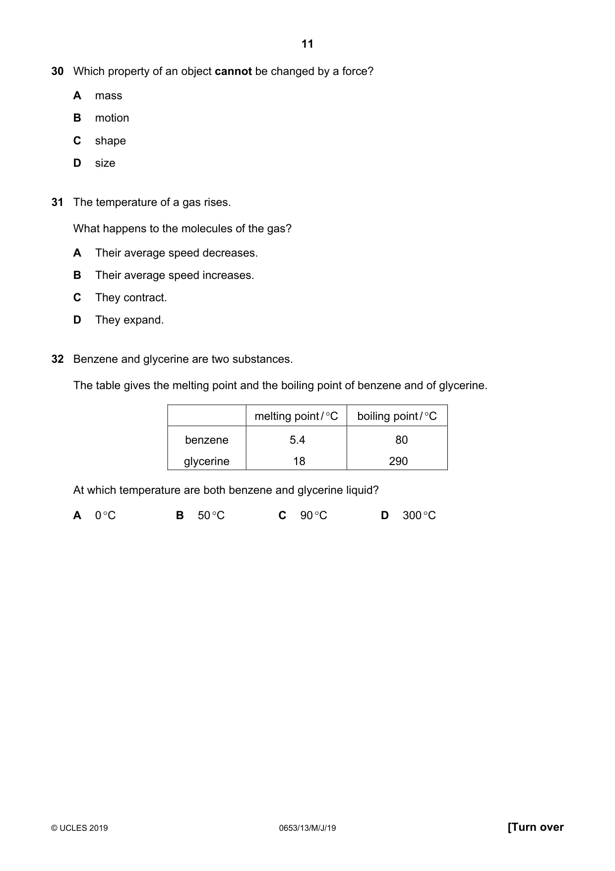 Cambridge IGCSE Science - Combined 0653 2019 May/June Paper 1 · Variant 3 question paper, page 11 of 16