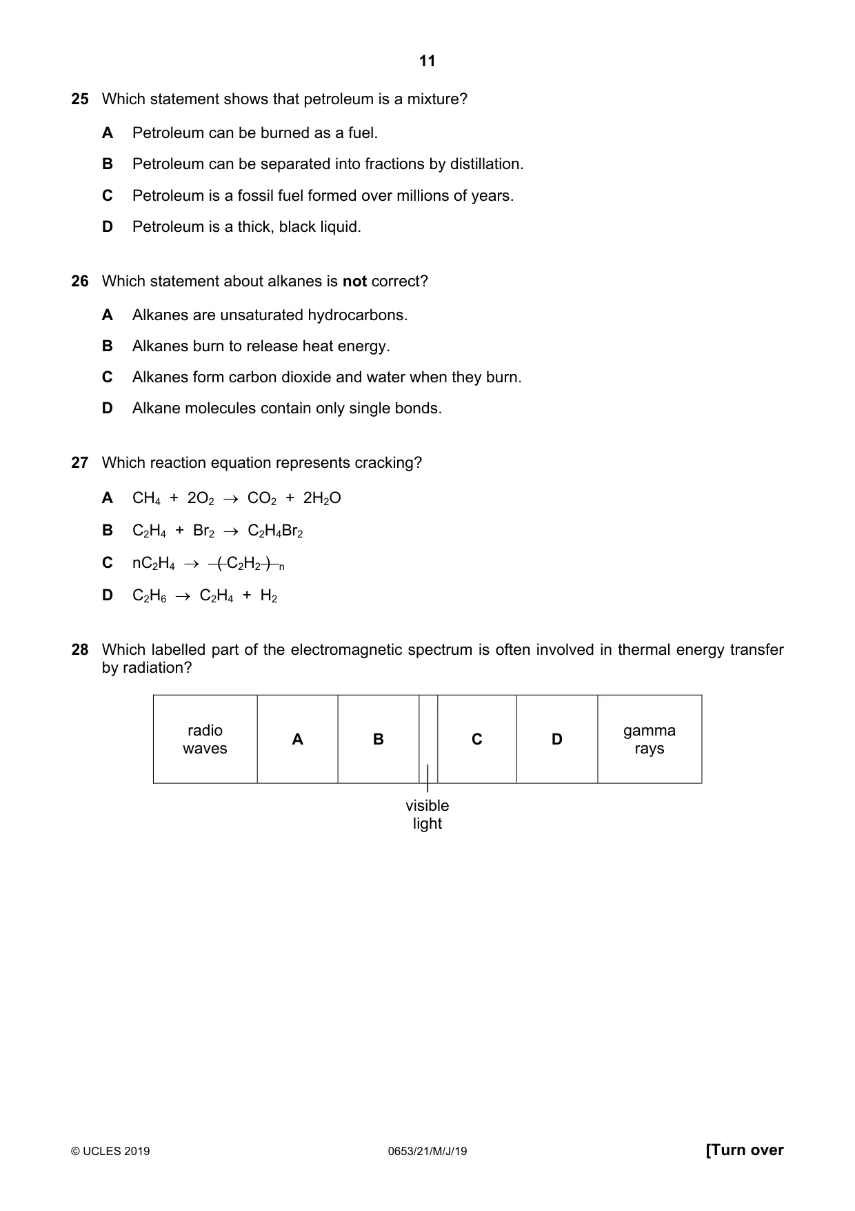 Cambridge IGCSE Science - Combined 0653 2019 May/June Paper 2 · Variant 1 question paper, page 11 of 20