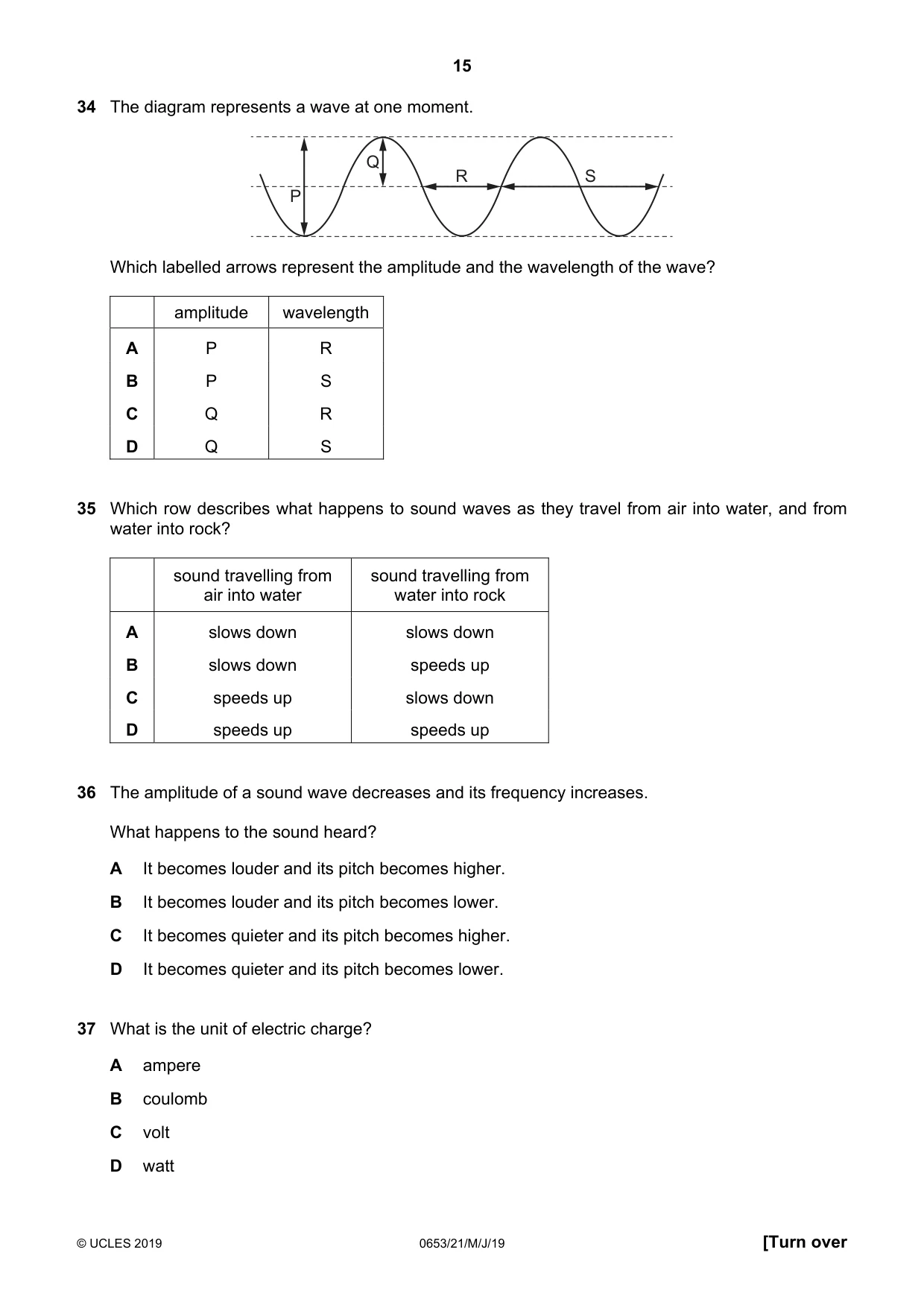 Cambridge IGCSE Science - Combined 0653 2019 May/June Paper 2 · Variant 1 question paper, page 15 of 20