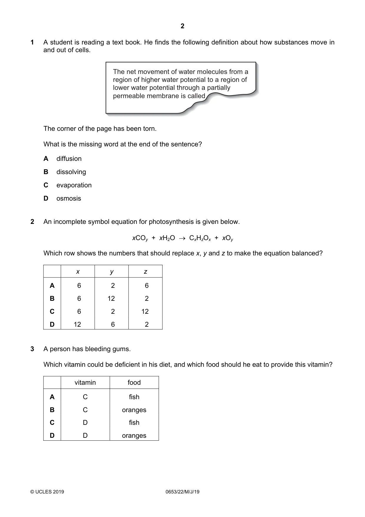 Cambridge IGCSE Science - Combined 0653 2019 May/June Paper 2 · Variant 2 question paper, page 2 of 16