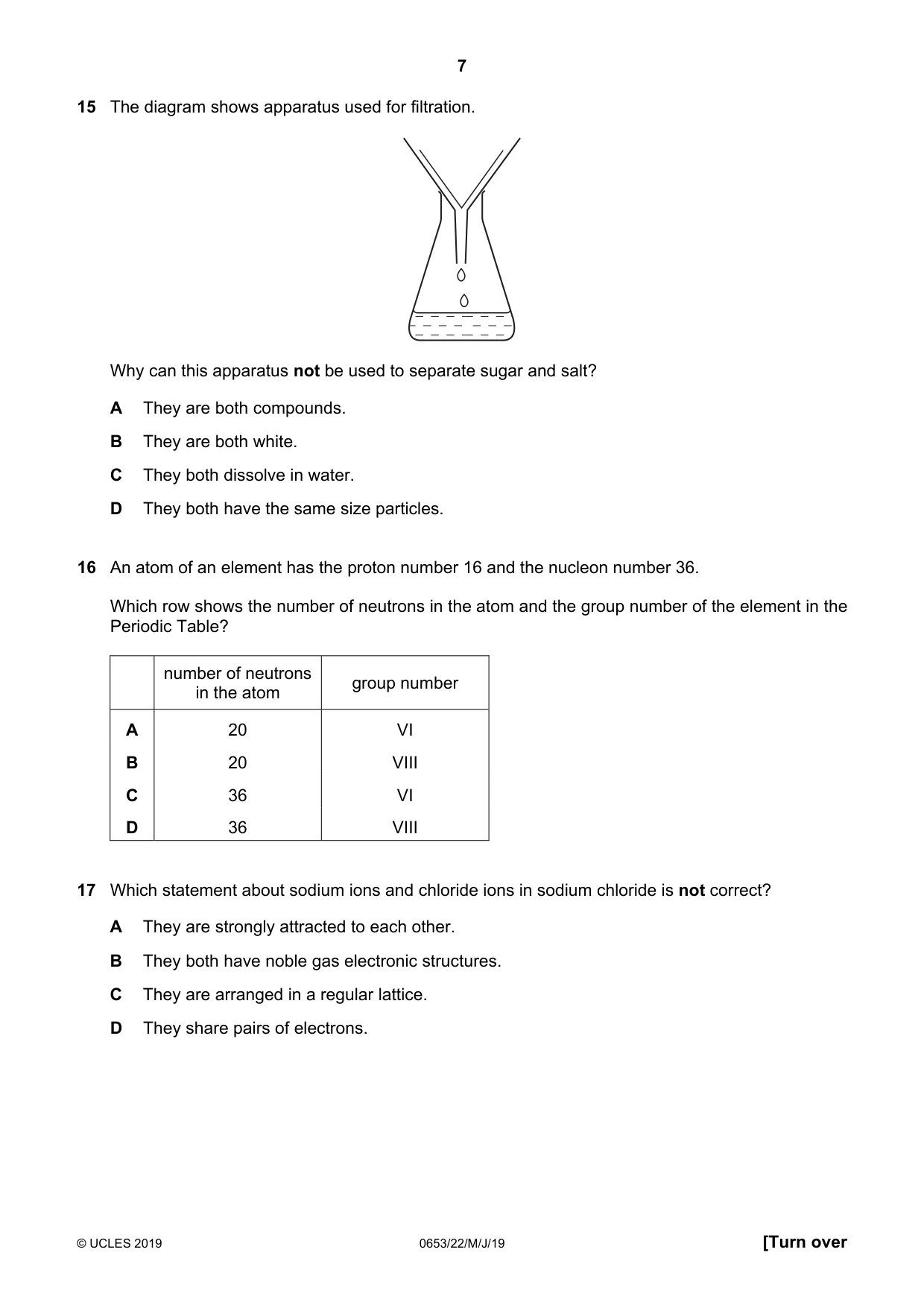 Cambridge IGCSE Science - Combined 0653 2019 May/June Paper 2 · Variant 2 question paper, page 7 of 16
