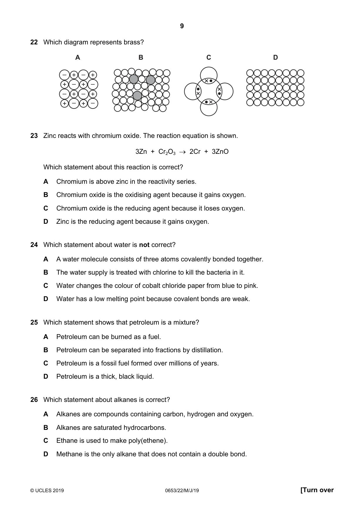 Cambridge IGCSE Science - Combined 0653 2019 May/June Paper 2 · Variant 2 question paper, page 9 of 16