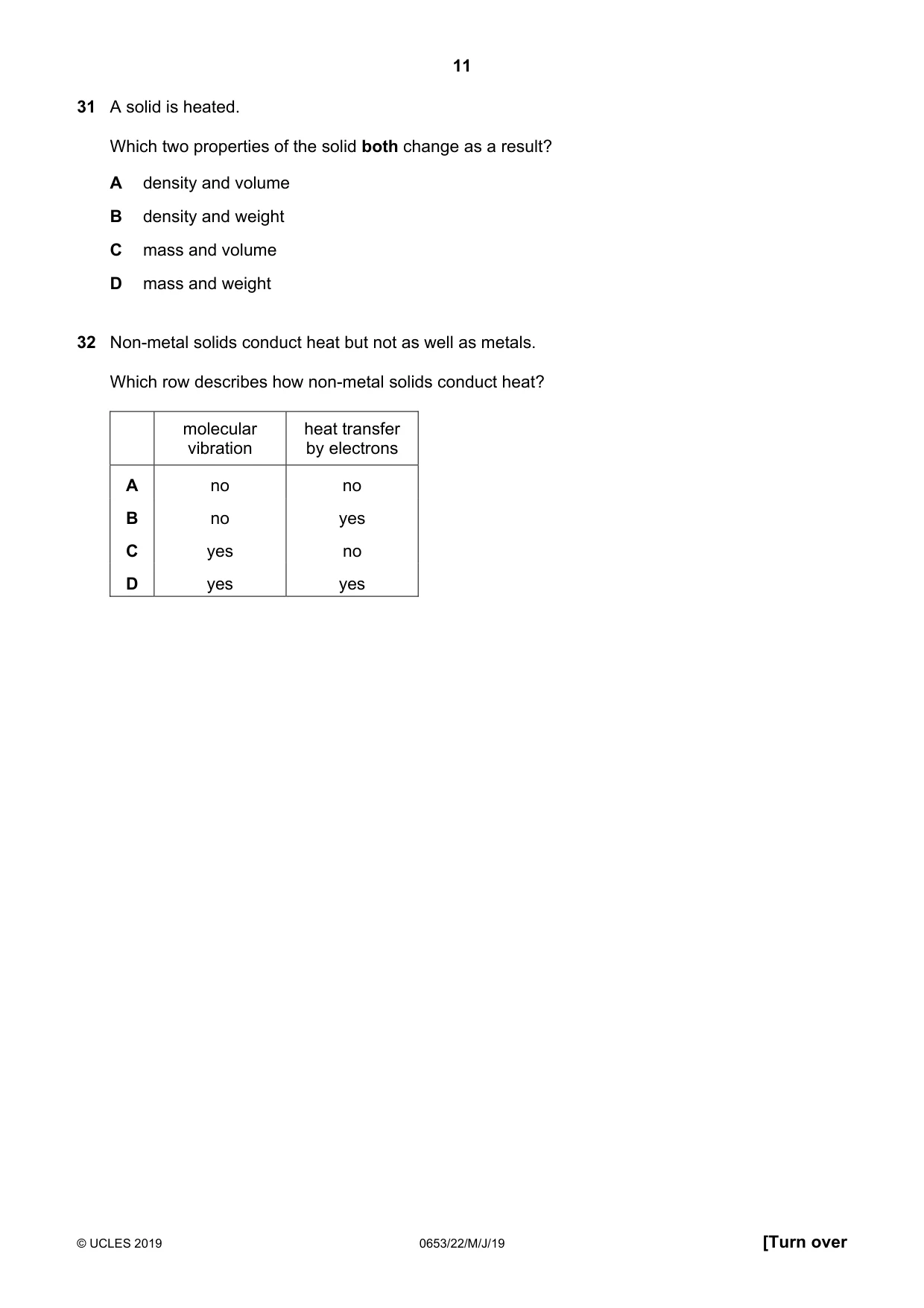 Cambridge IGCSE Science - Combined 0653 2019 May/June Paper 2 · Variant 2 question paper, page 11 of 16