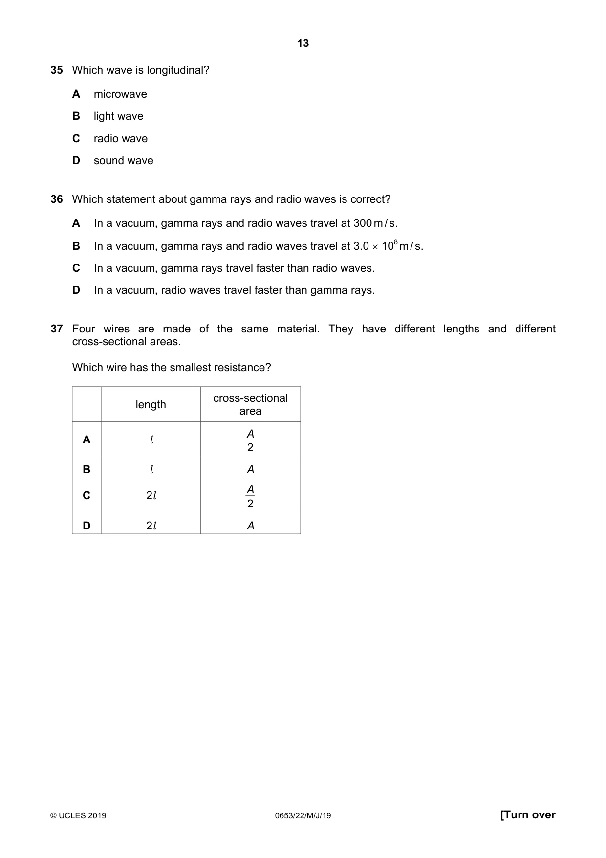 Cambridge IGCSE Science - Combined 0653 2019 May/June Paper 2 · Variant 2 question paper, page 13 of 16