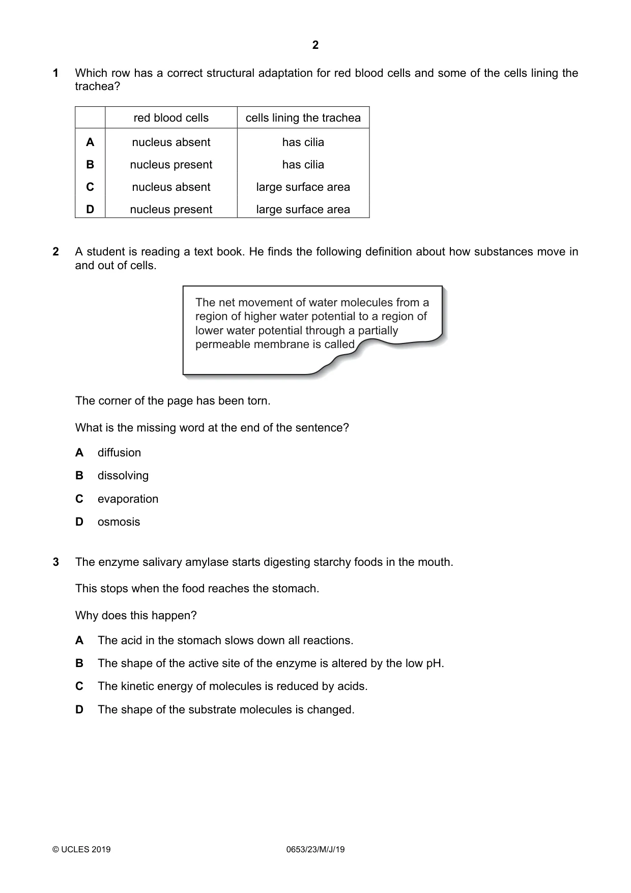 Cambridge IGCSE Science - Combined 0653 2019 May/June Paper 2 · Variant 3 question paper, page 2 of 16