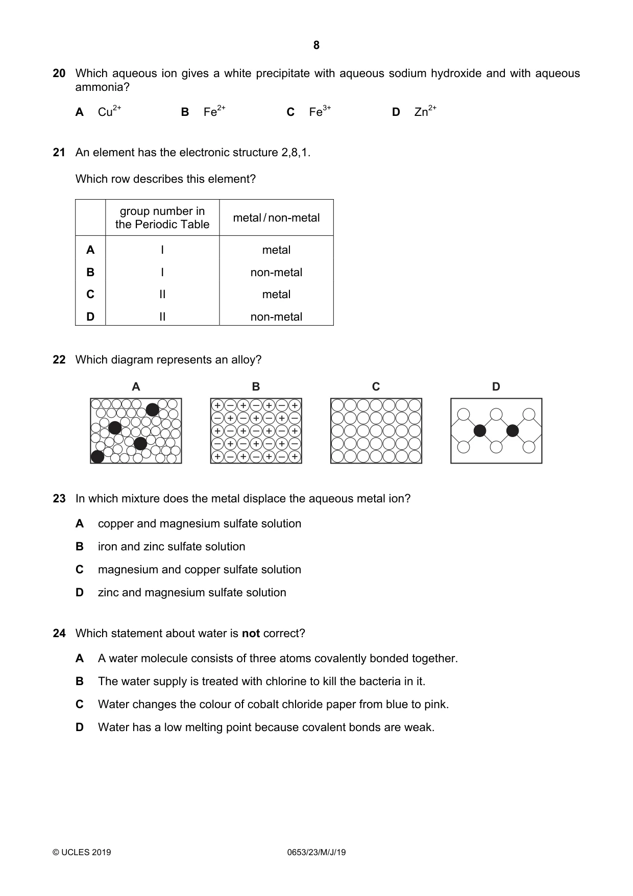 Cambridge IGCSE Science - Combined 0653 2019 May/June Paper 2 · Variant 3 question paper, page 8 of 16