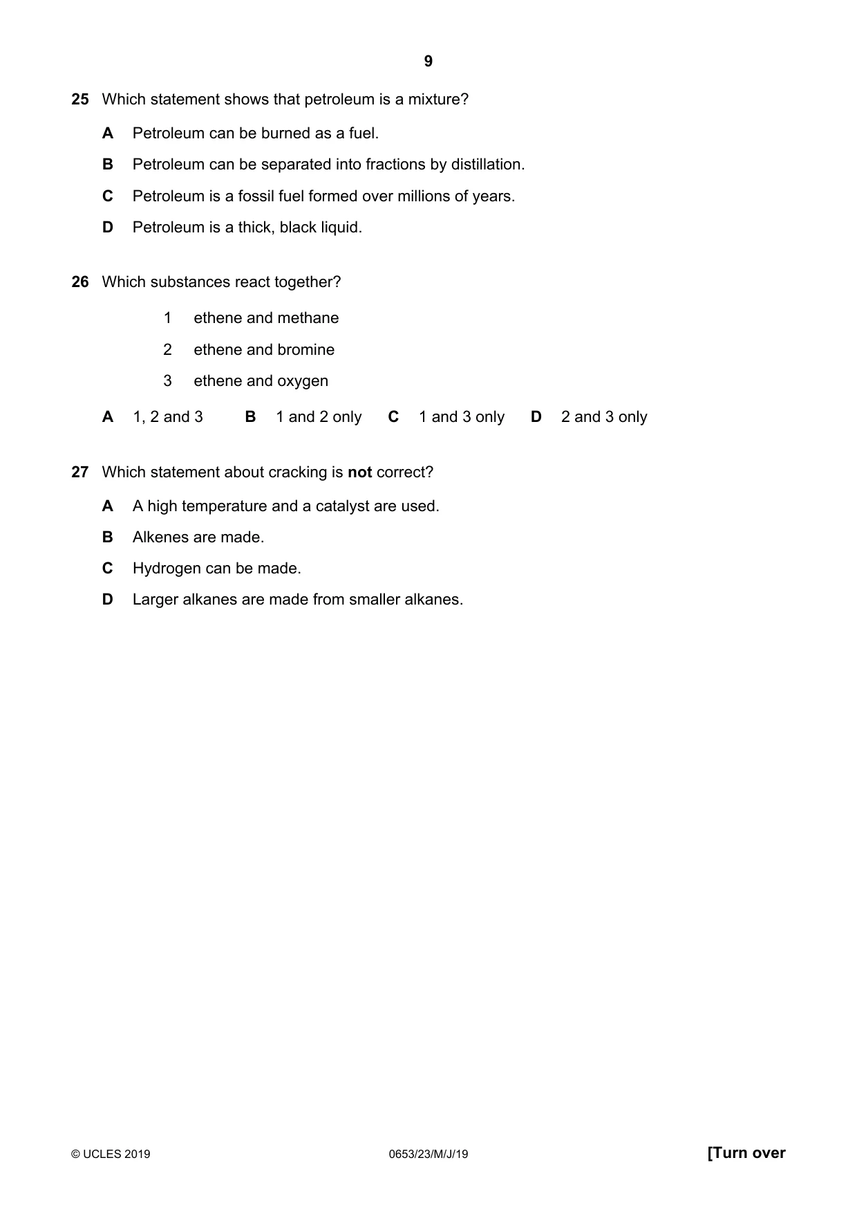 Cambridge IGCSE Science - Combined 0653 2019 May/June Paper 2 · Variant 3 question paper, page 9 of 16