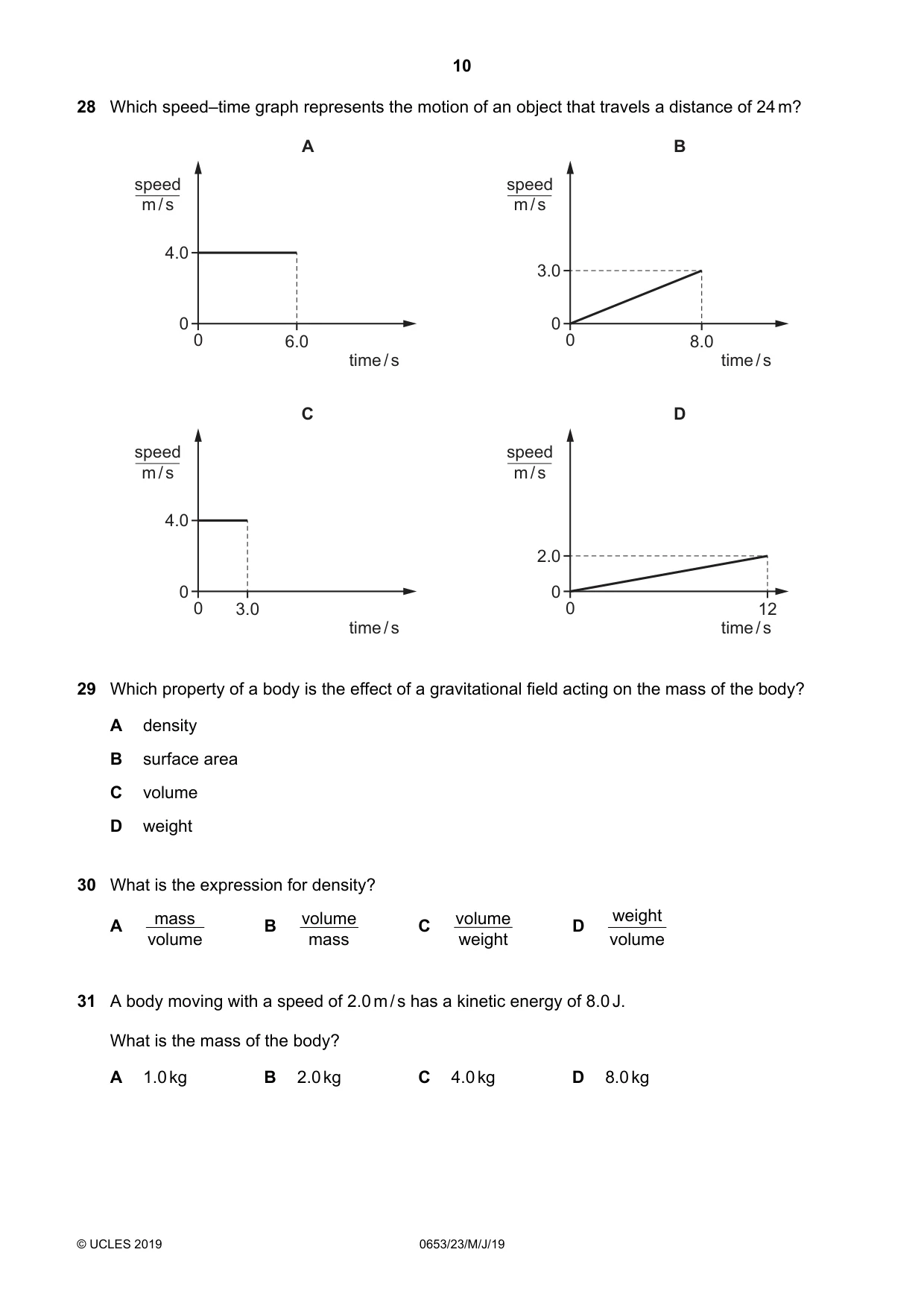 Cambridge IGCSE Science - Combined 0653 2019 May/June Paper 2 · Variant 3 question paper, page 10 of 16