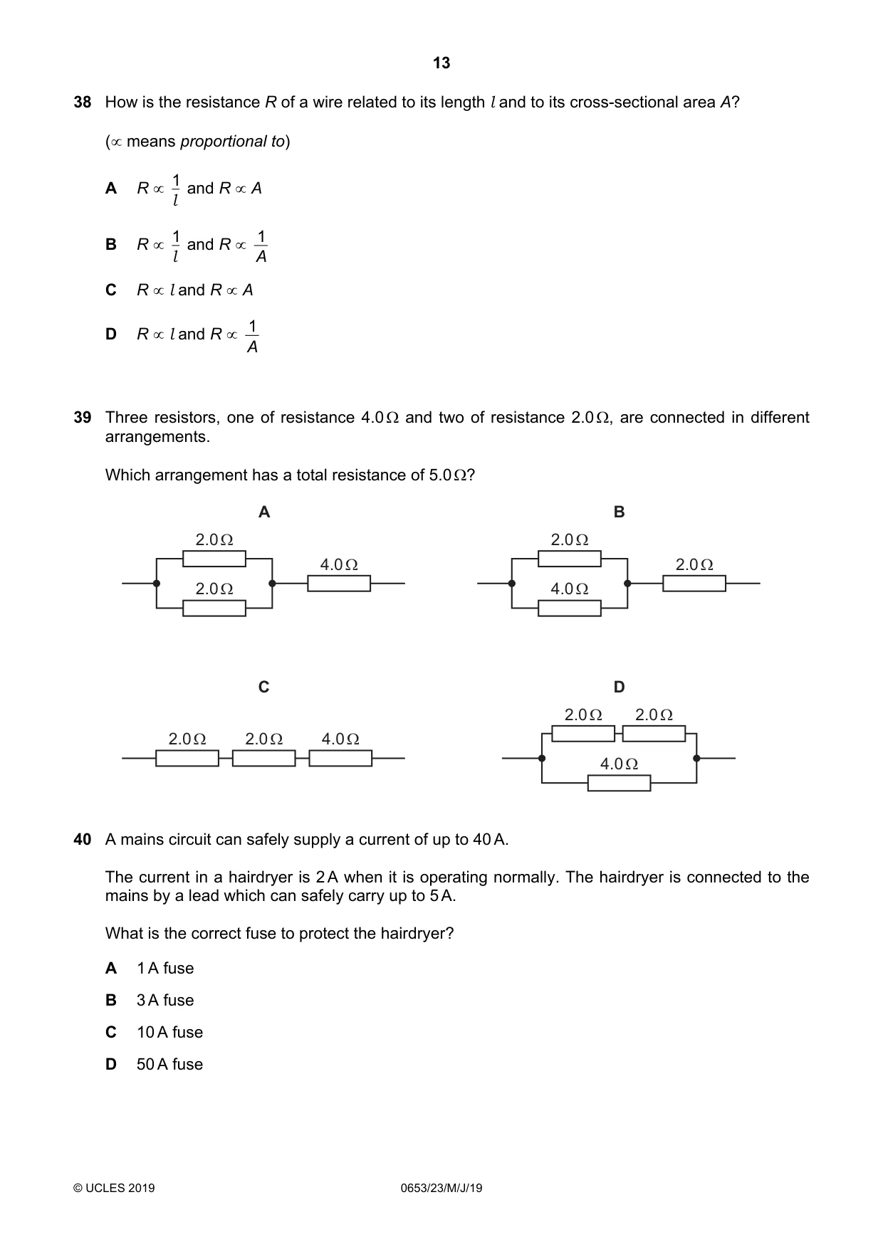 Cambridge IGCSE Science - Combined 0653 2019 May/June Paper 2 · Variant 3 question paper, page 13 of 16