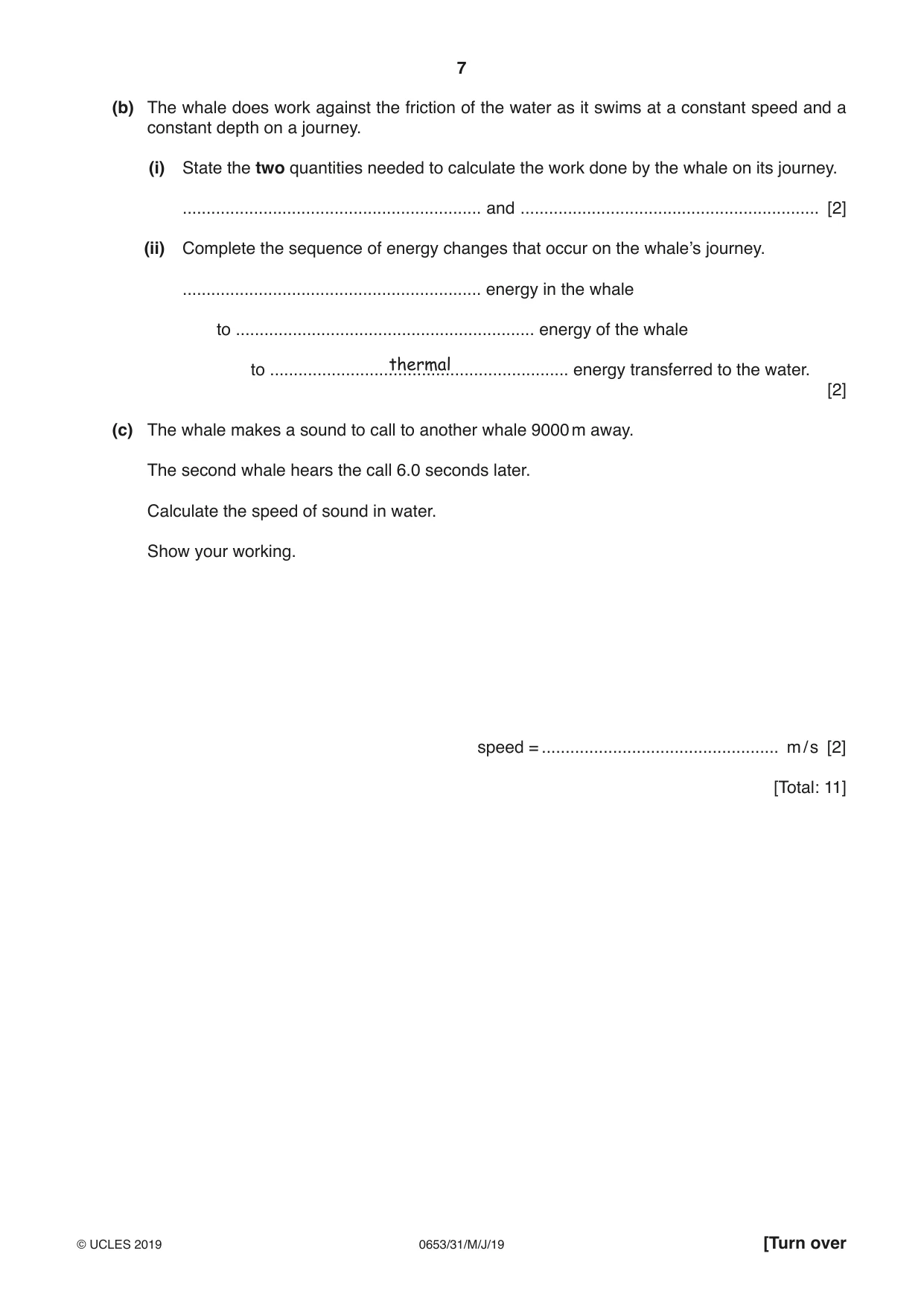 Cambridge IGCSE Science - Combined 0653 2019 May/June Paper 3 · Variant 1 question paper, page 7 of 20